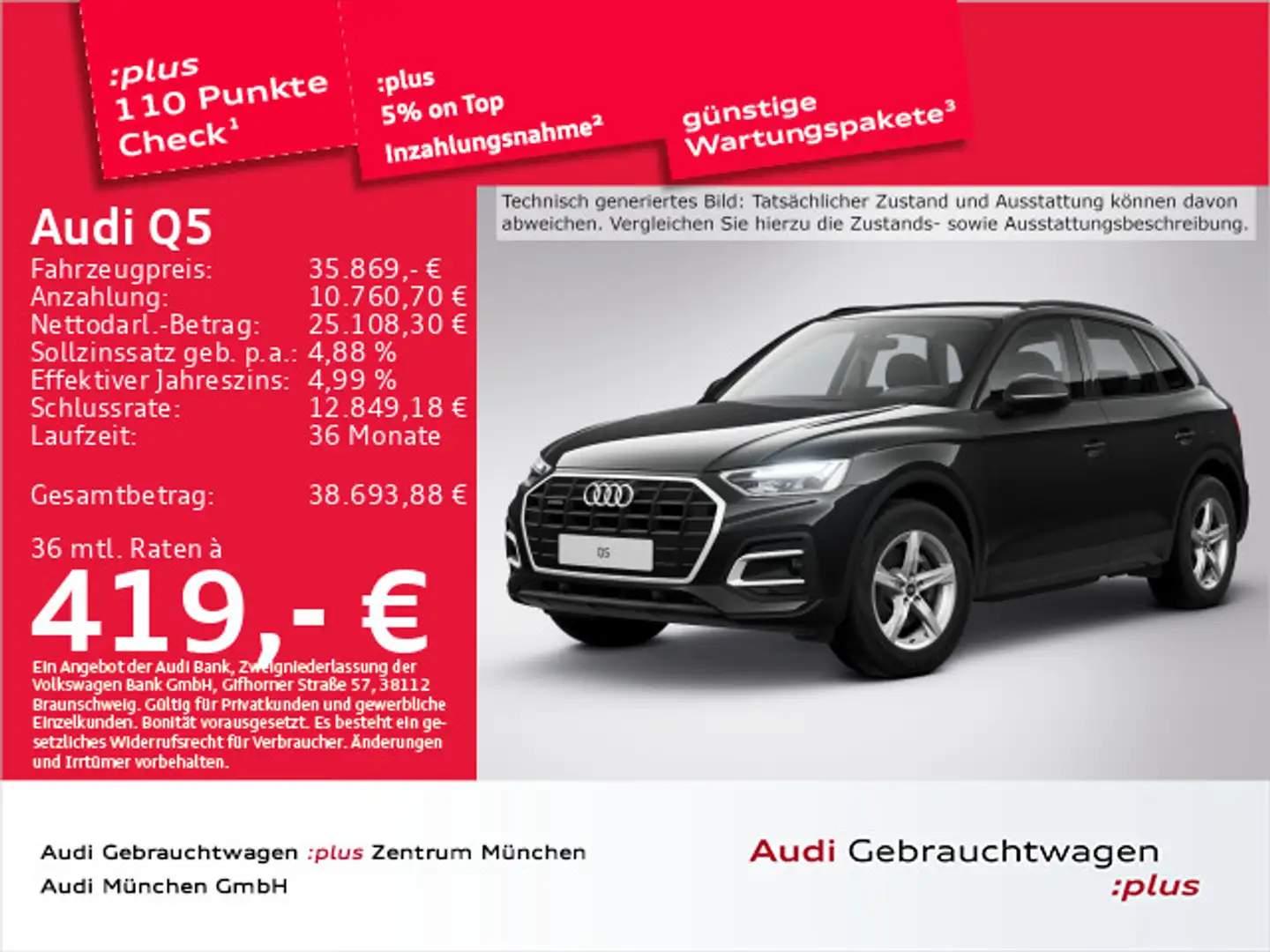Audi Q5 40 TFSI qu. S tronic Schwarz - 1