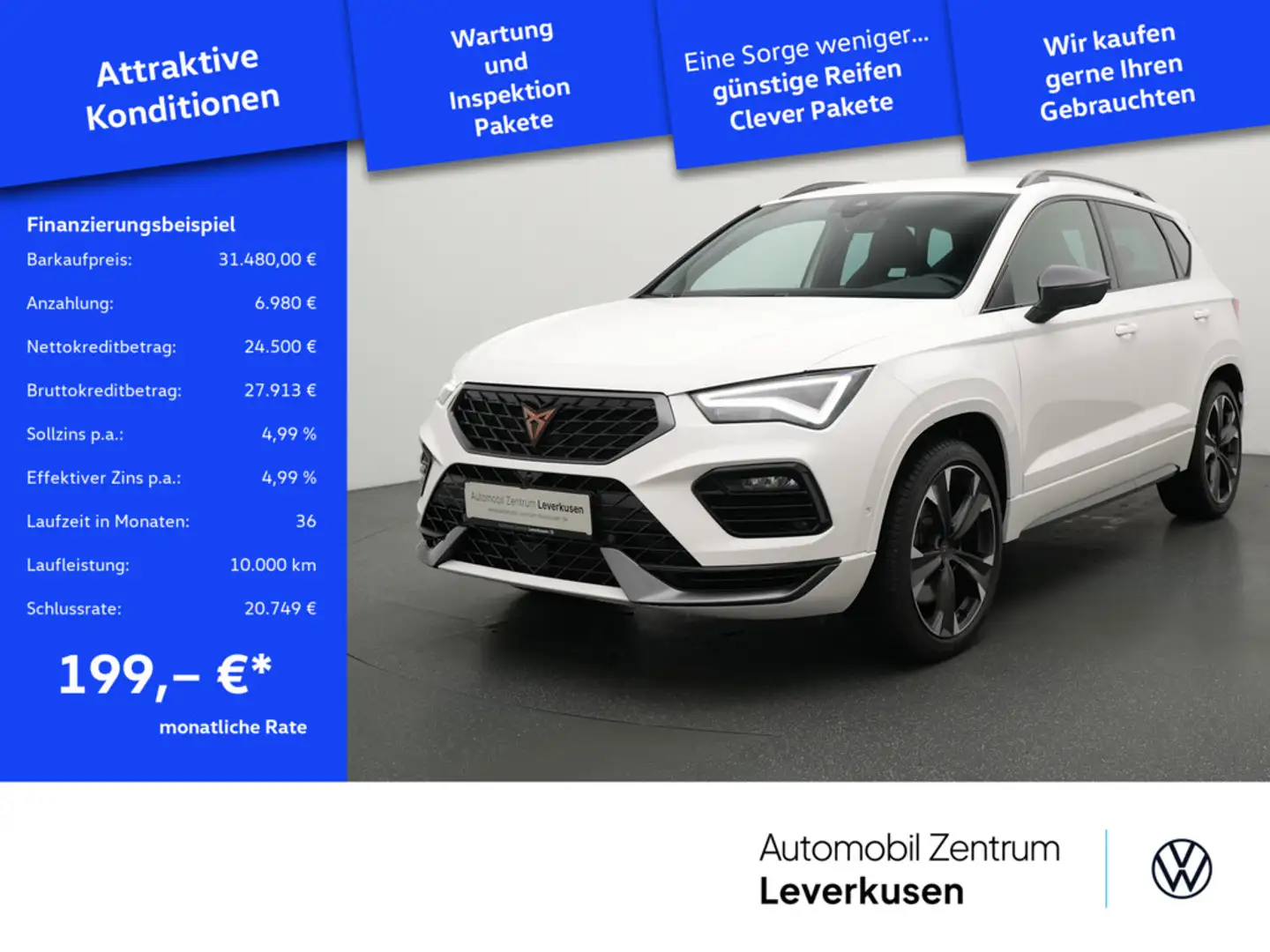 CUPRA Ateca VZ 4Drive DSG AHK ACC NAVI 360° SHZ PDC Weiß - 1