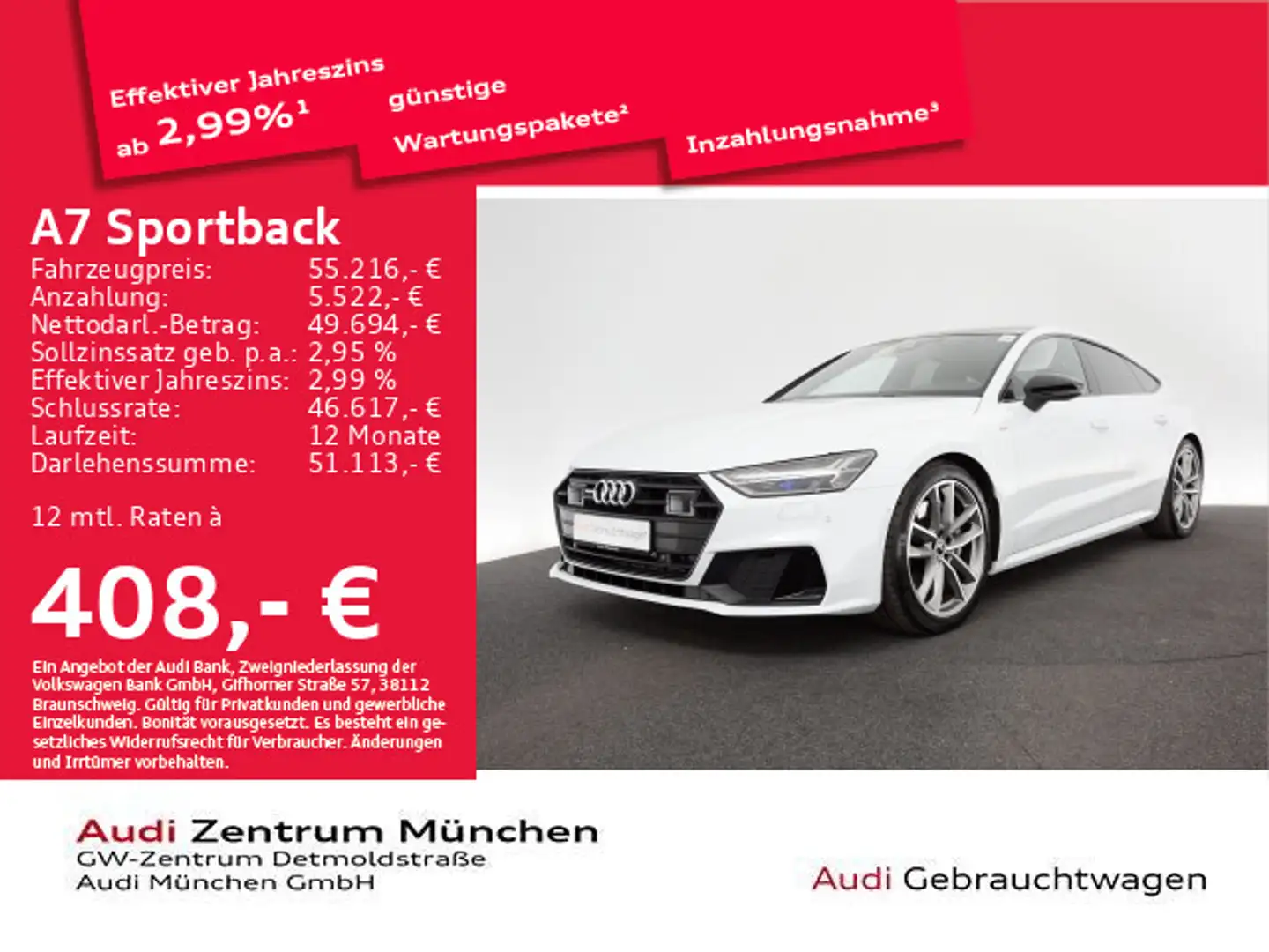 Audi A7 50 TFSI e qu. S tronic S line Pano/ Weiß - 1