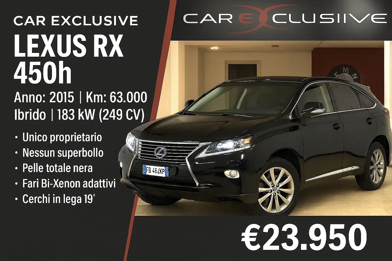Lexus RX 450h UNIPRO-PERFETTA-KM63000-UNICA-NOSUPERBOLLO Nero - 1