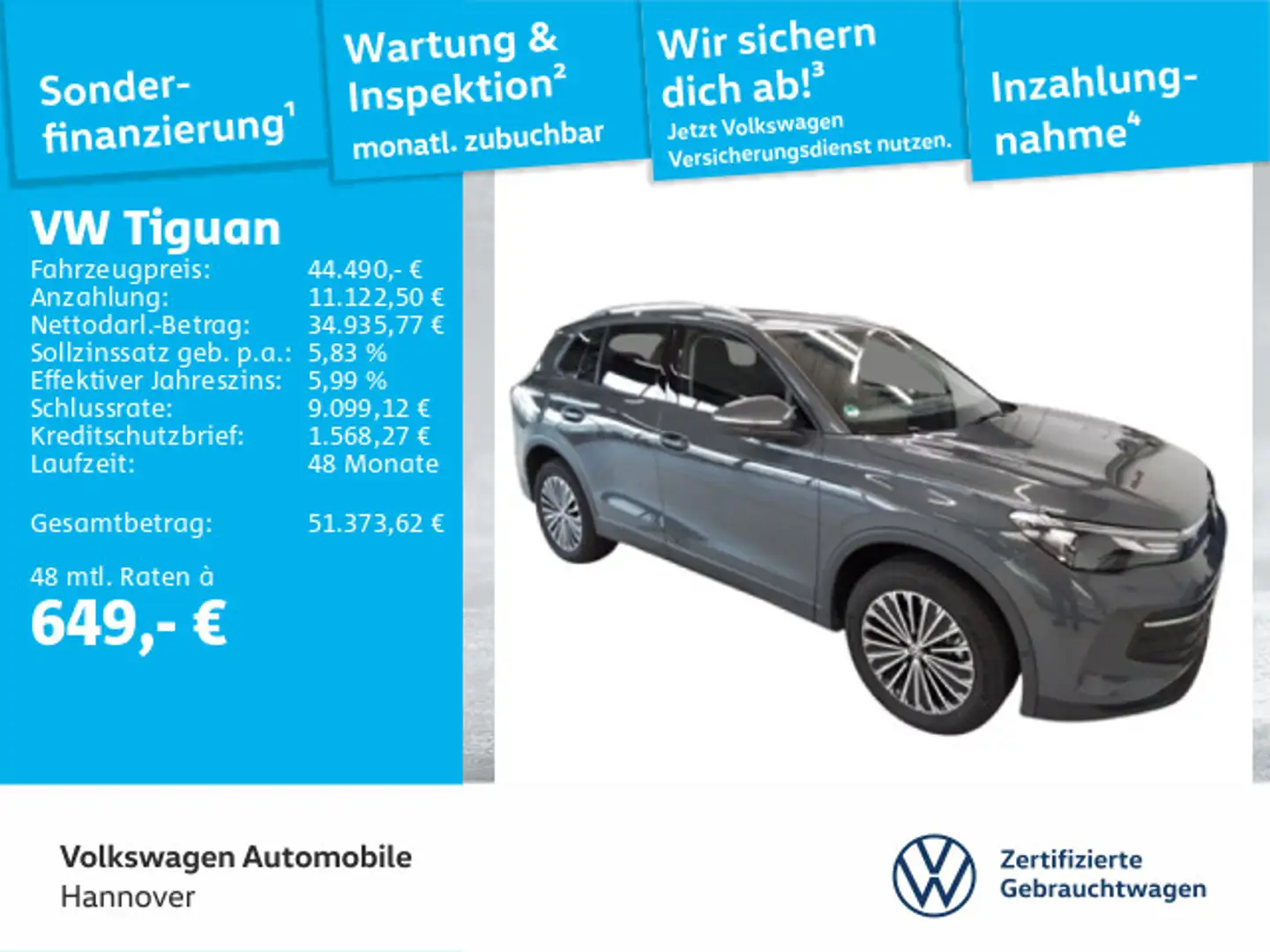 Volkswagen Tiguan 1.5 TSI DSG eHybrid Life Navi AHK Kamera Grau - 1