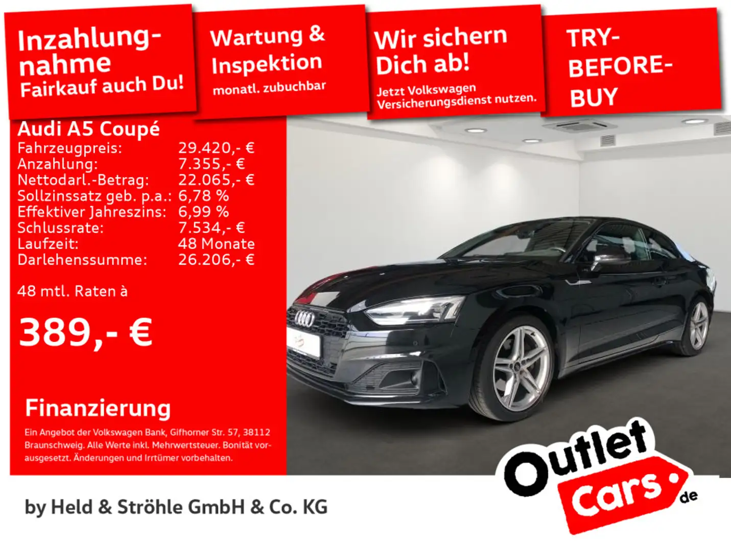Audi A5 A5 Coupe advanced Black 40 TDI ACC LED NAVI RFK Schwarz - 1