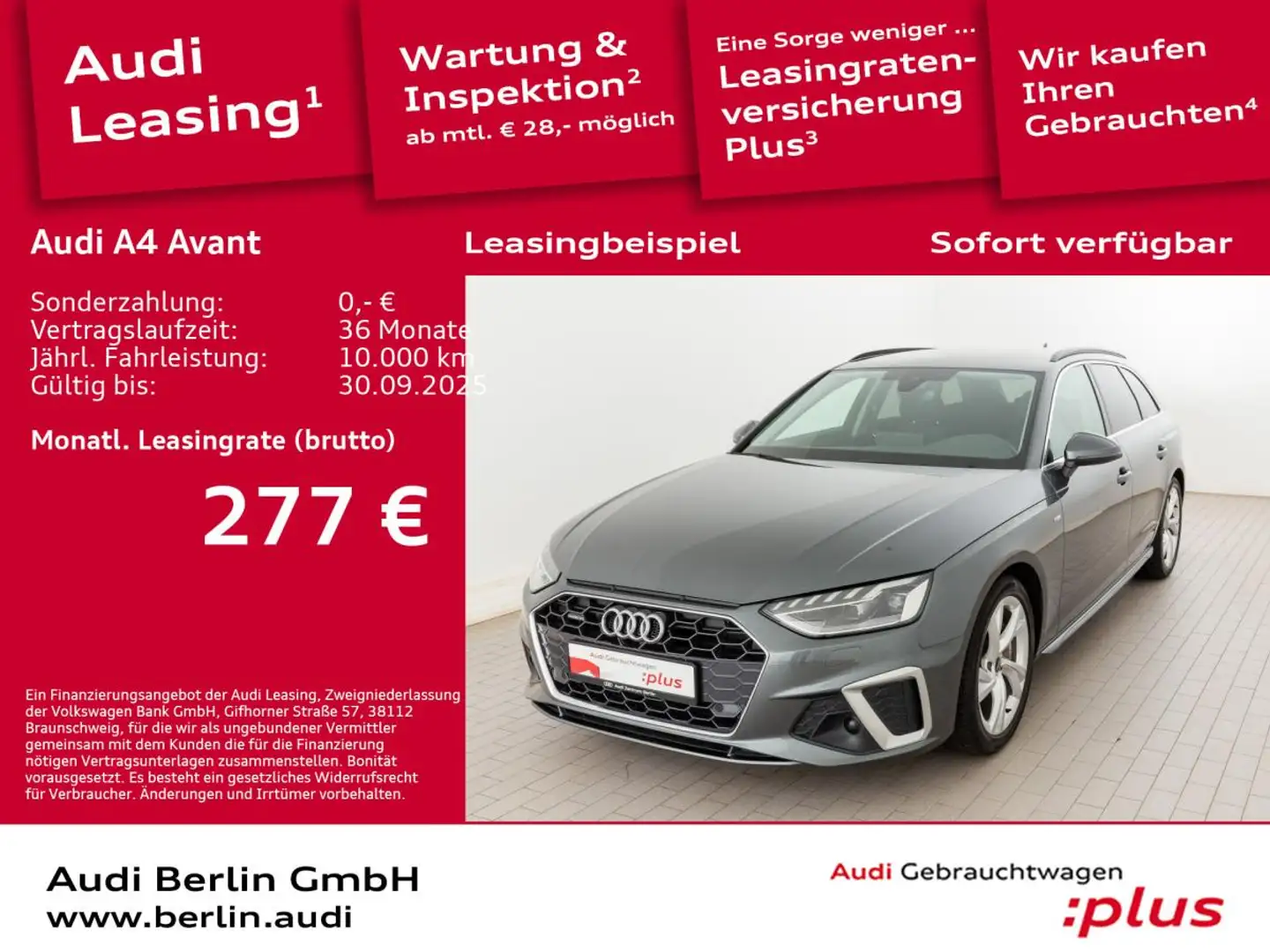 Audi A4 Avant S line 40 TDI qu. S tr. LED PDC NAVI Grau - 1