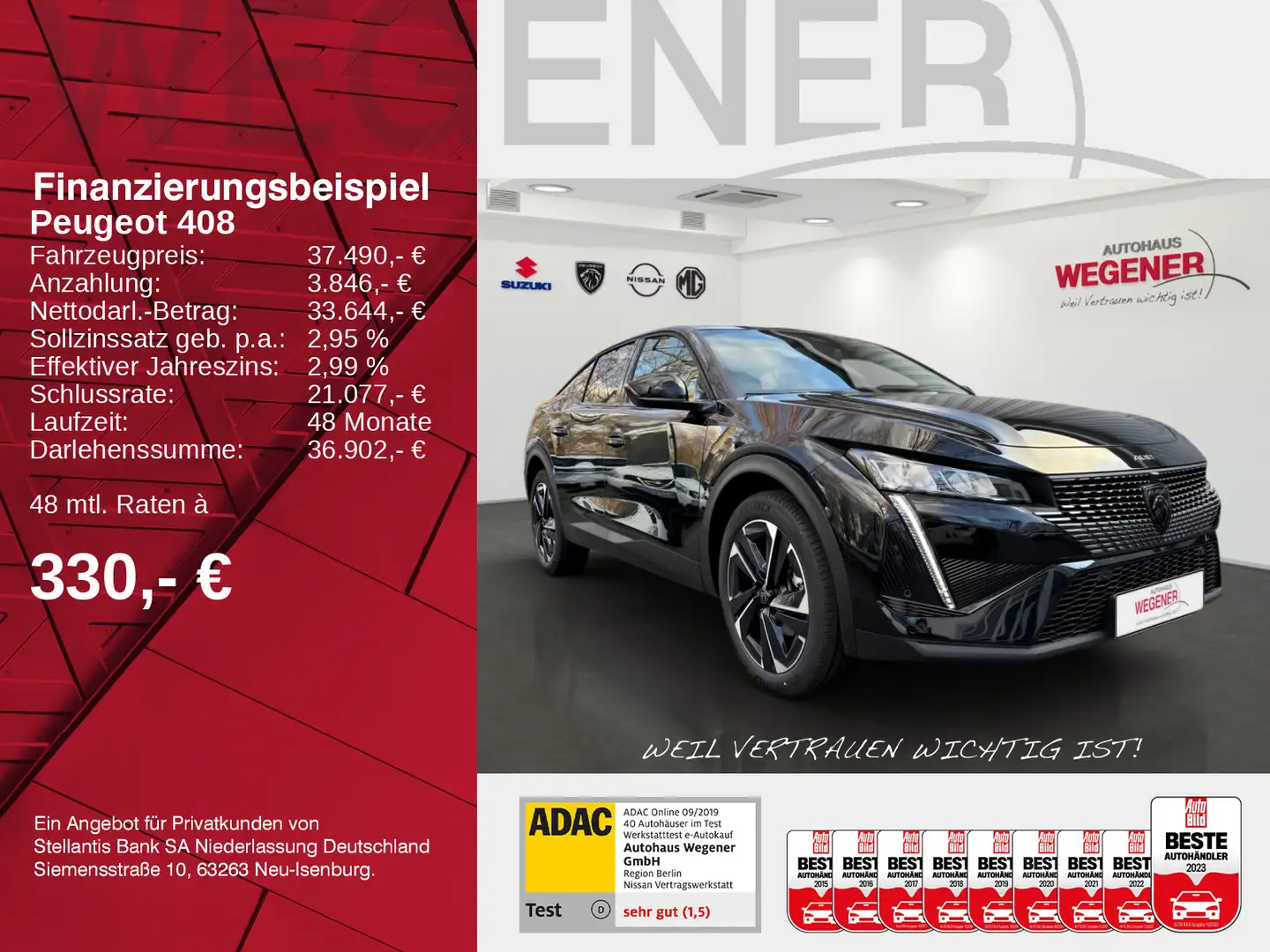 Peugeot 408 Allure HYBRID 145 e-DSC6 *Kamera*SHZ* Noir - 2