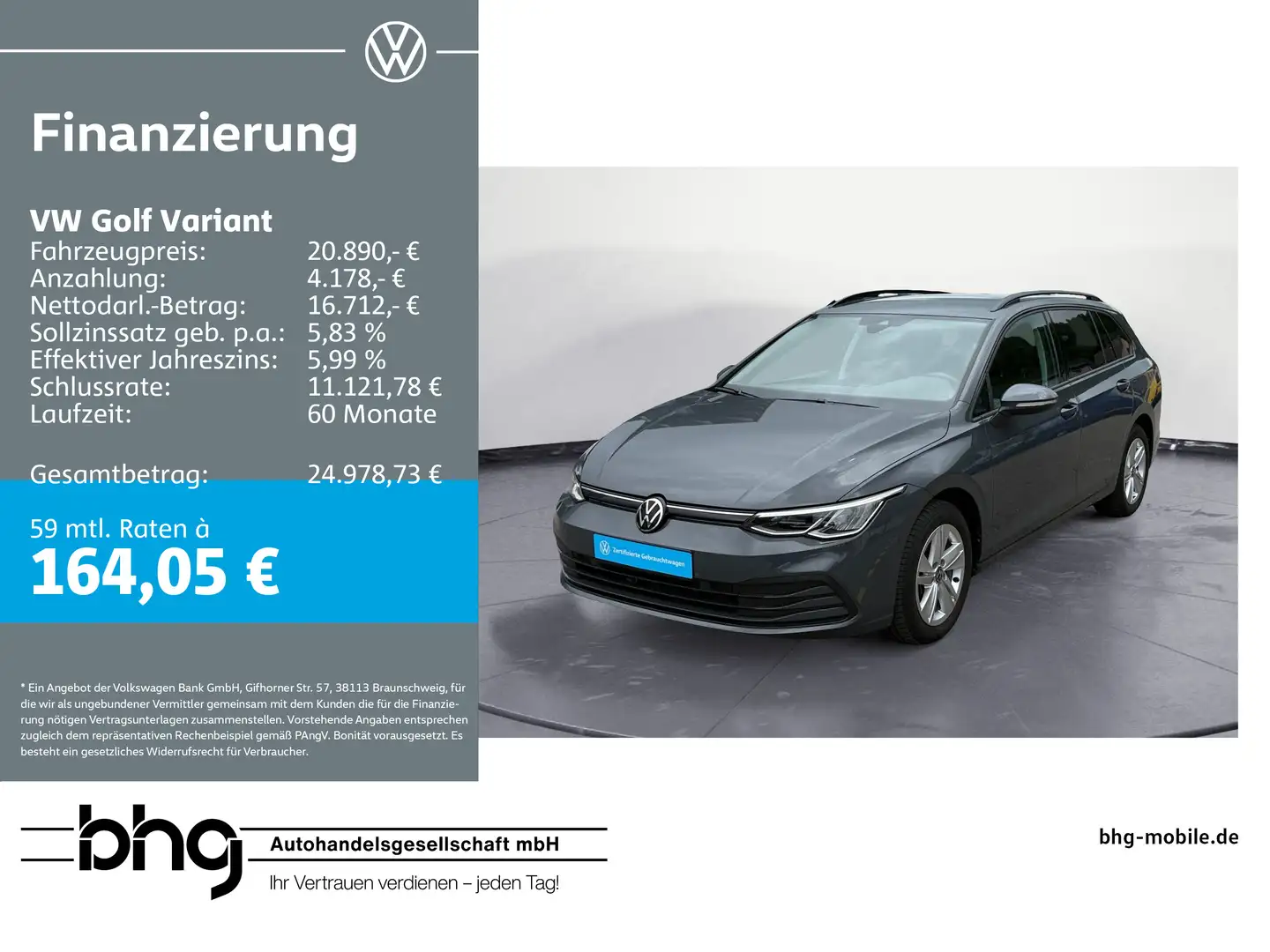 Volkswagen Golf Variant 2.0 TDI Business Premium Navi ACC Gris - 1