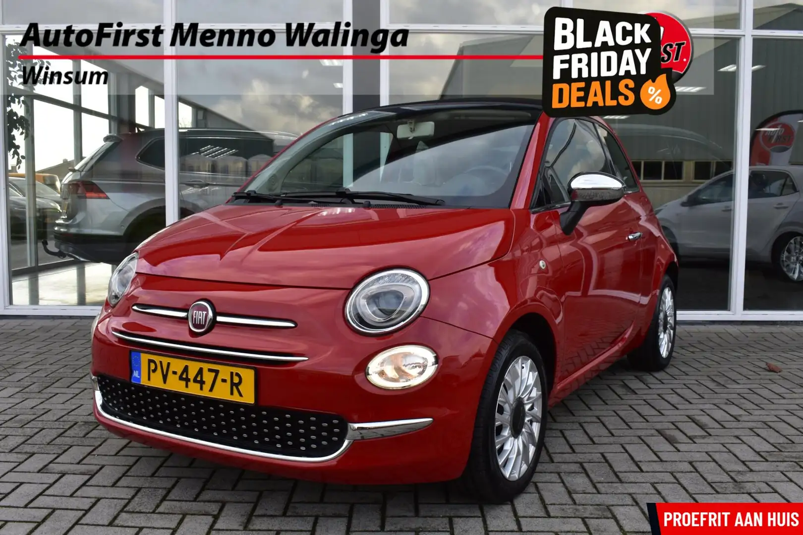 Fiat 500C 0.9 TwinAir Turbo Lounge|Cruise control|Airco| Rood - 1