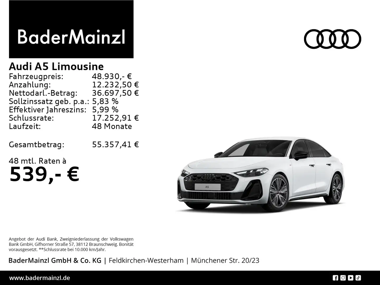 Audi A5 TDI S line Tech plus Matrix 360° Weiß - 1