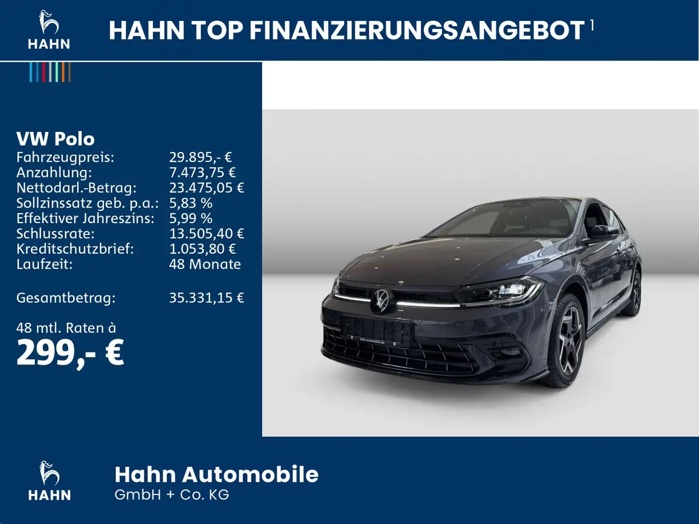 Volkswagen Polo R-Line 1,0 l TSI 95PS DSG Navi Kamera inkl. Grau - 2