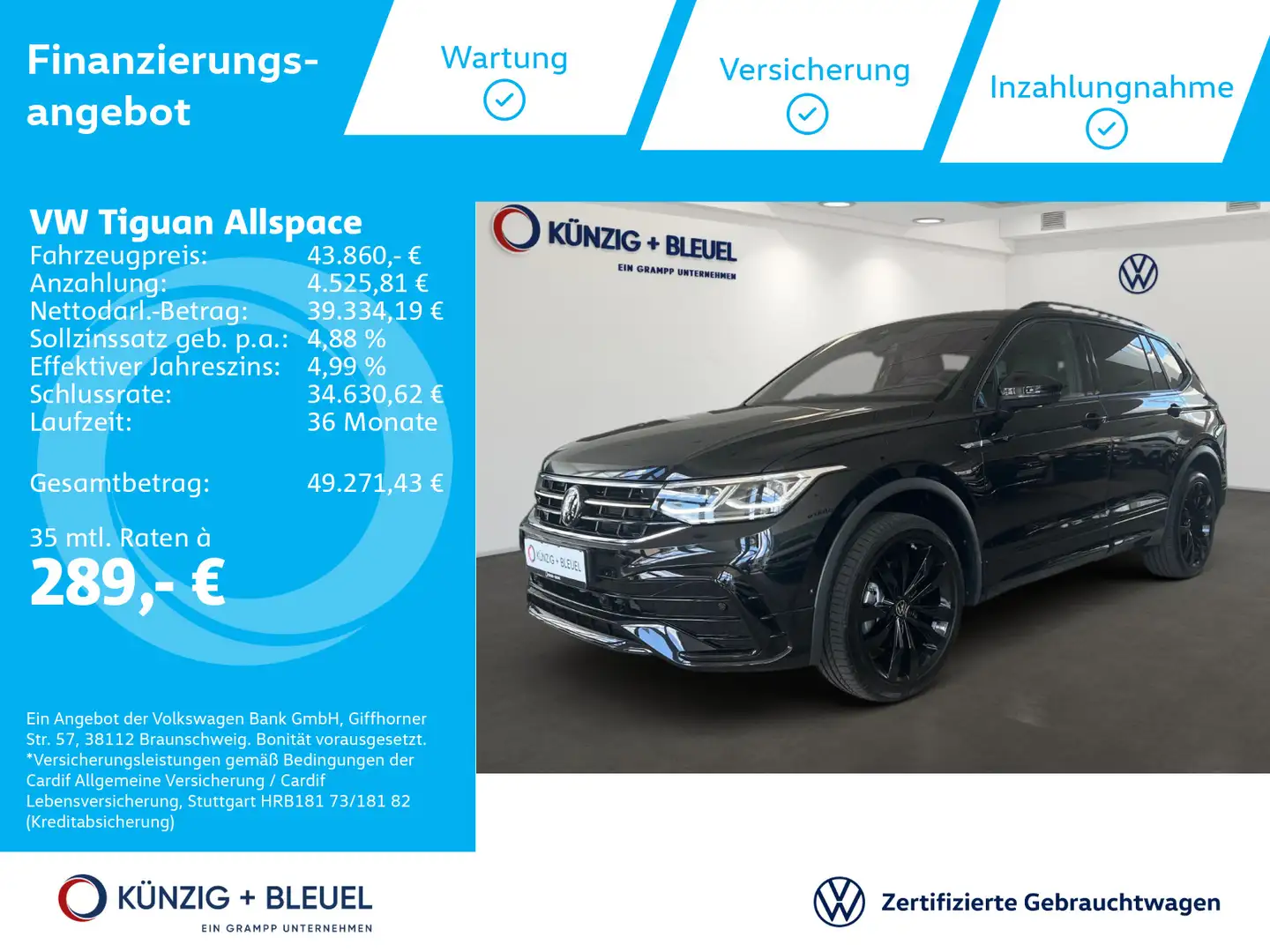 Volkswagen Tiguan Allspace R-Line 2.0 TDI DSG 4Motion AHK 7 Noir - 1