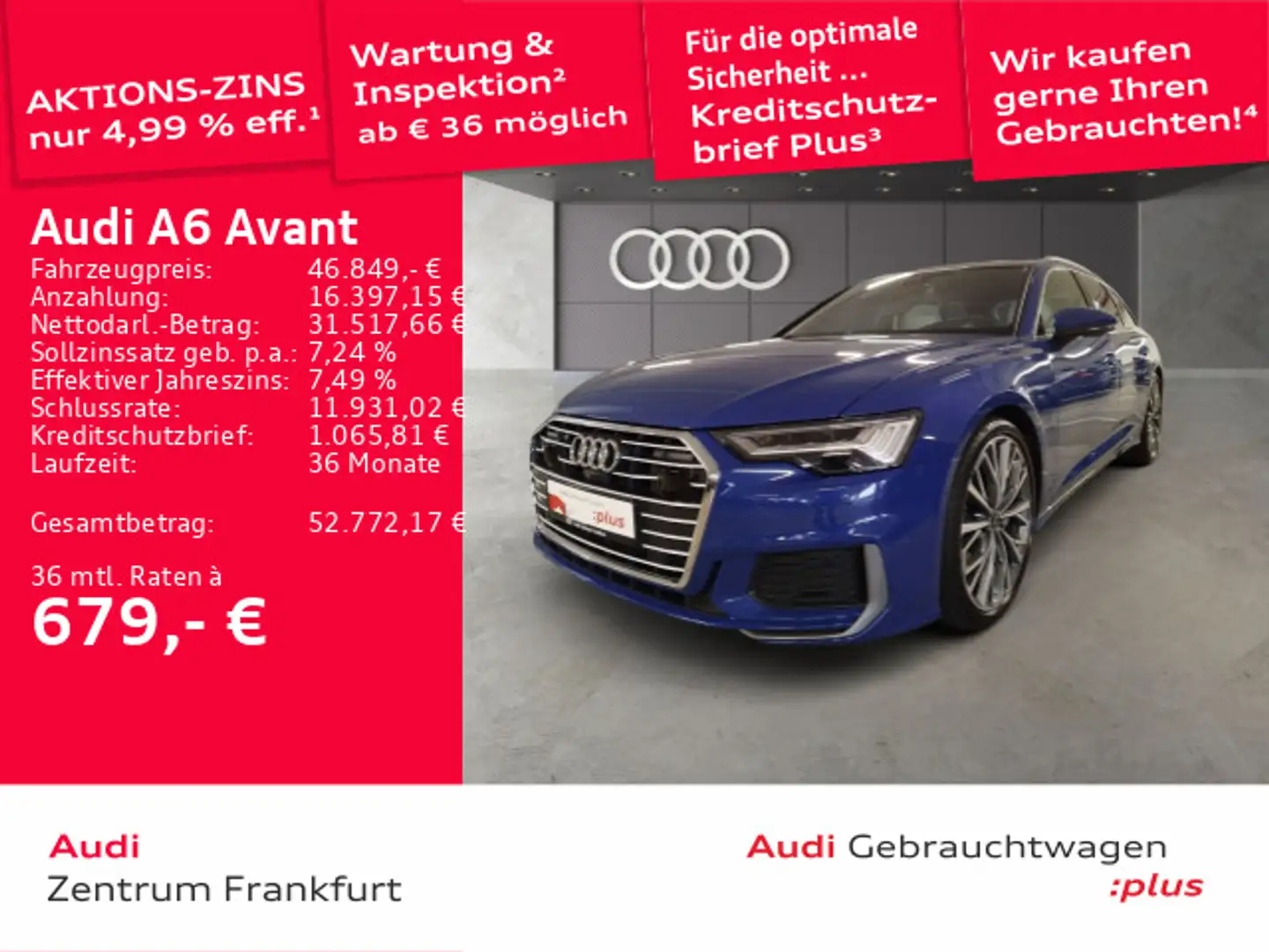Audi A6 55 TFSI quattro S tronic sport exclusiv Blau - 1