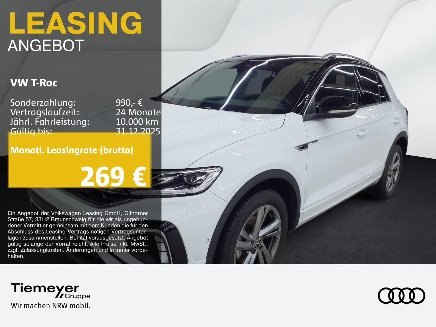 Volkswagen T-Roc 1.5 TSI DSG R-LINE KAMER AHK NAVI PRIVACY Weiß - 1