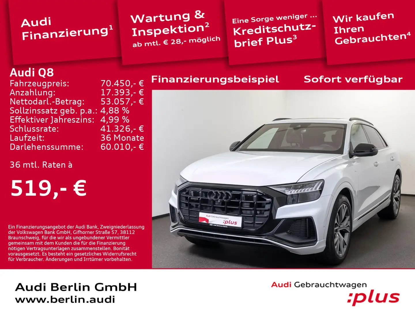 Audi Q8 50 TDI qu.tiptr. AHK STDHZG 360°K NACHTS HUD Белый - 1