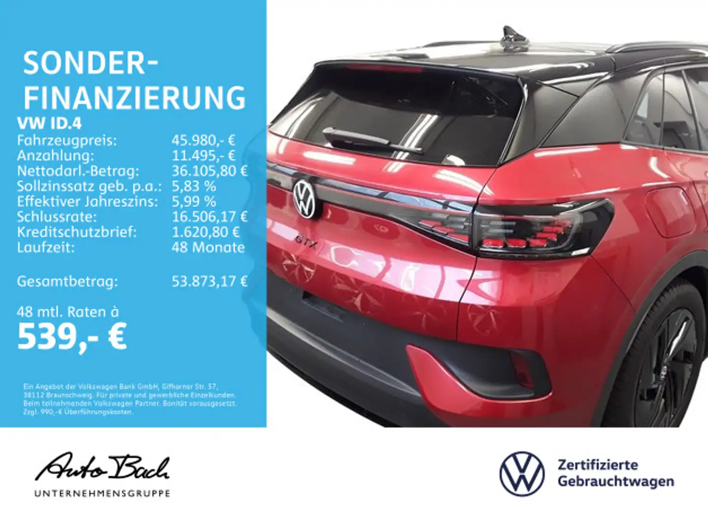 Volkswagen ID.4 GTX Navi LED Standhzg Panorama HuD ACC AHK Rot - 2