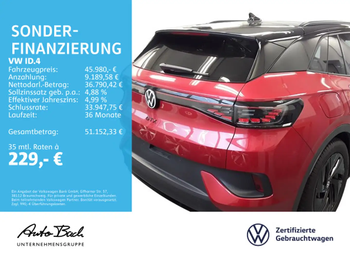 Volkswagen ID.4 GTX Navi LED Standhzg Panorama HuD ACC AHK Rouge - 2