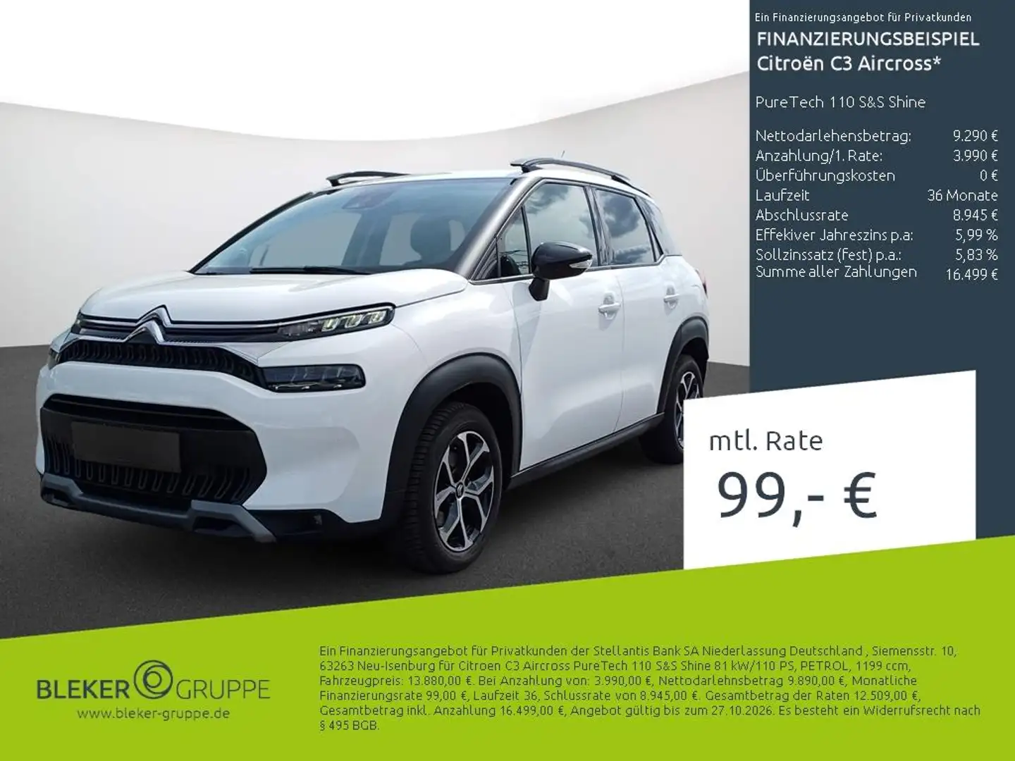 Citroen C3 Aircross PureTech 110 S&S Shine Blanc - 1