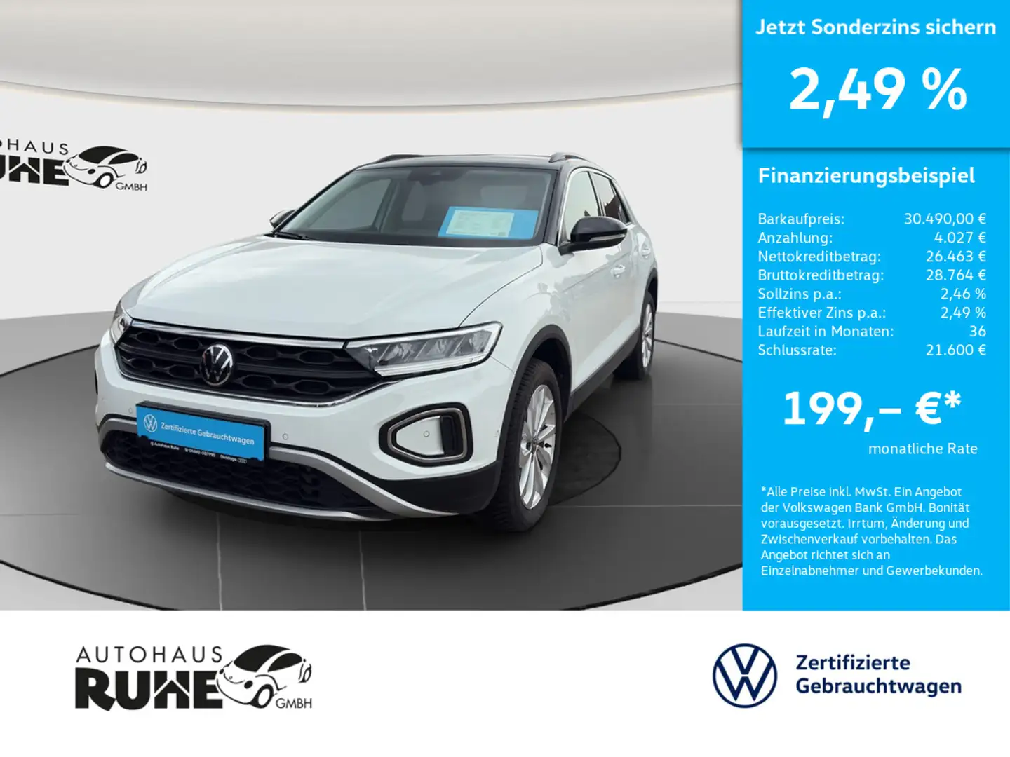 Volkswagen T-Roc Life 1.5 TSI 110 kW DSG STANDHZ KAMERA Weiß - 1