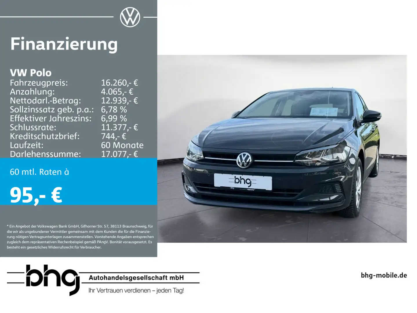 Volkswagen Polo 1.0 TSI Comfortline PDC NAVI KLIMA BLUETOOT Grau - 1