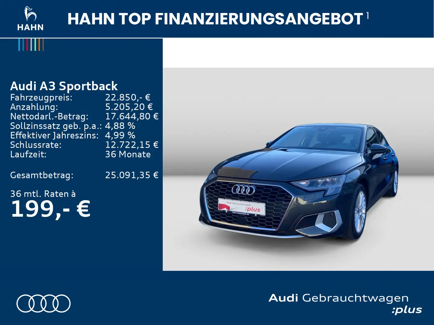 Audi A3 advanced 30TFSI S-trc AHK Virtual N Grau - 2