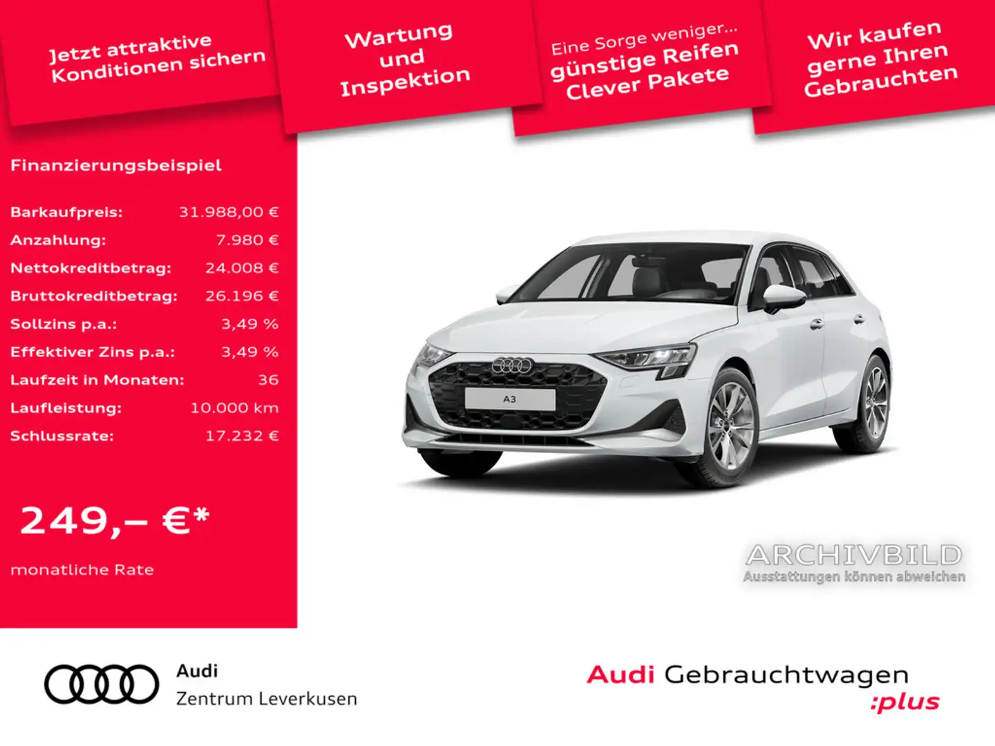 Audi A3 Sportback advanced S-TRON B&O HUD ACC AHK Blanco - 1