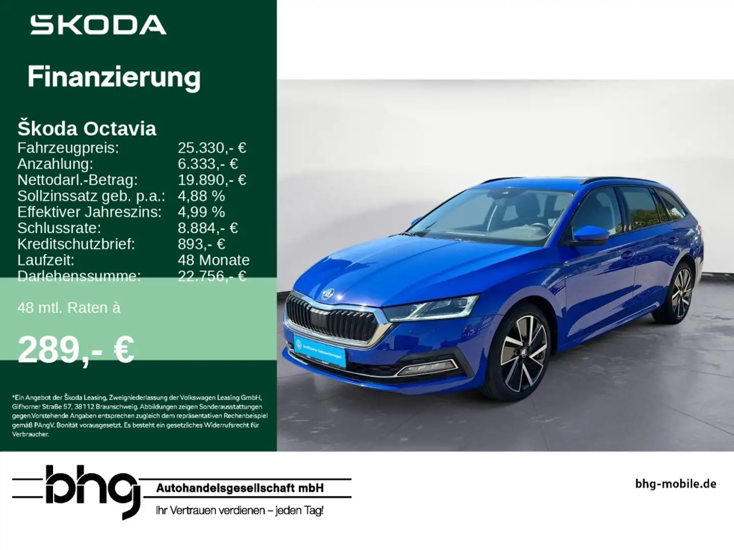 Skoda Octavia Combi 2.0 TDI DSG Style Blau - 1