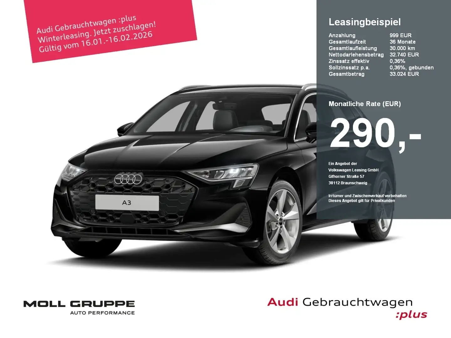 Audi A3 Sportback 30 TFSI S tronic advanced ACC AUT Schwarz - 1