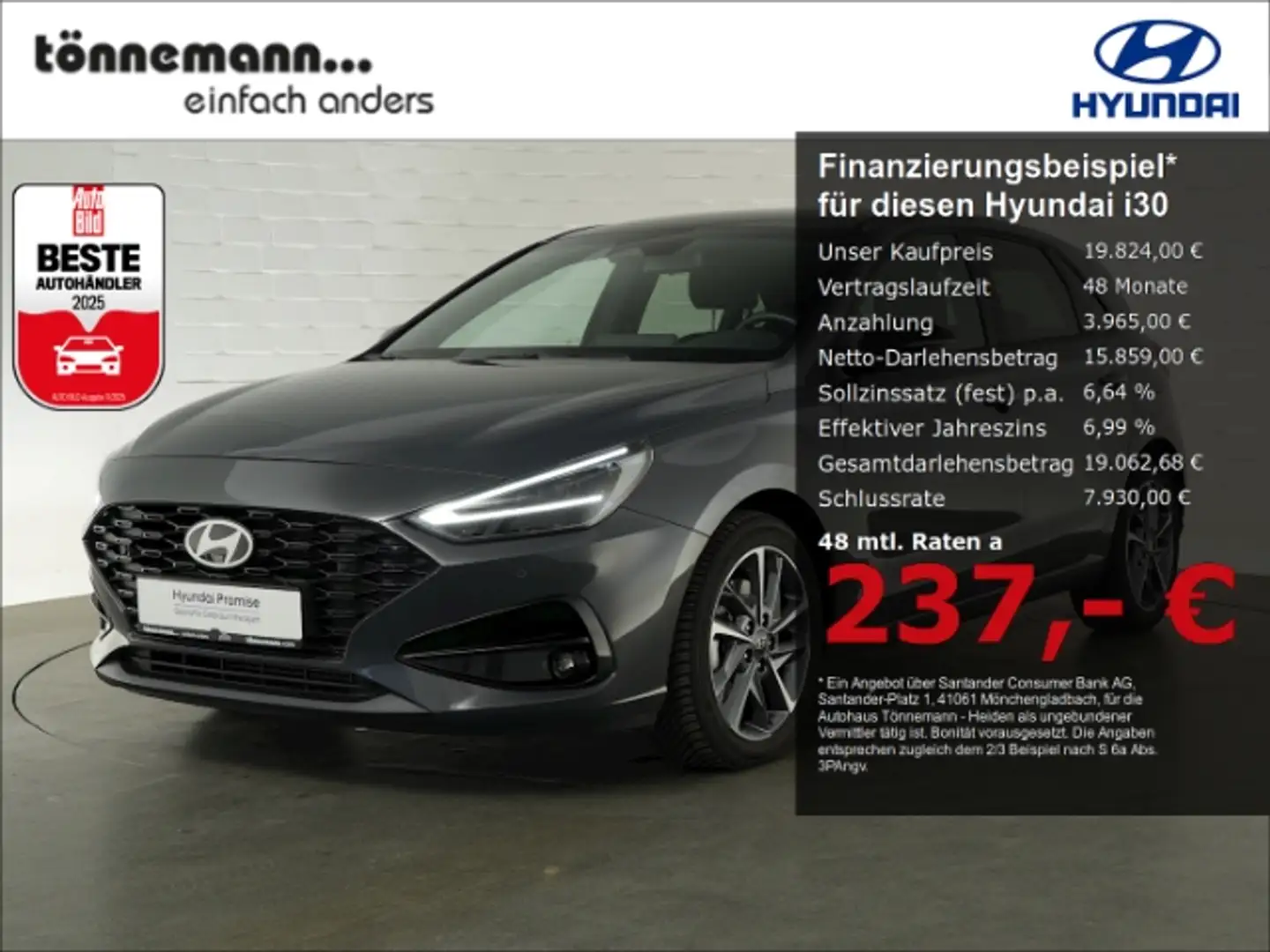 Hyundai i30 FACELIFT T-GDI ADVANTAGE+VOLL LED+NAVI+RÜCKFAHRKAM Gri - 1