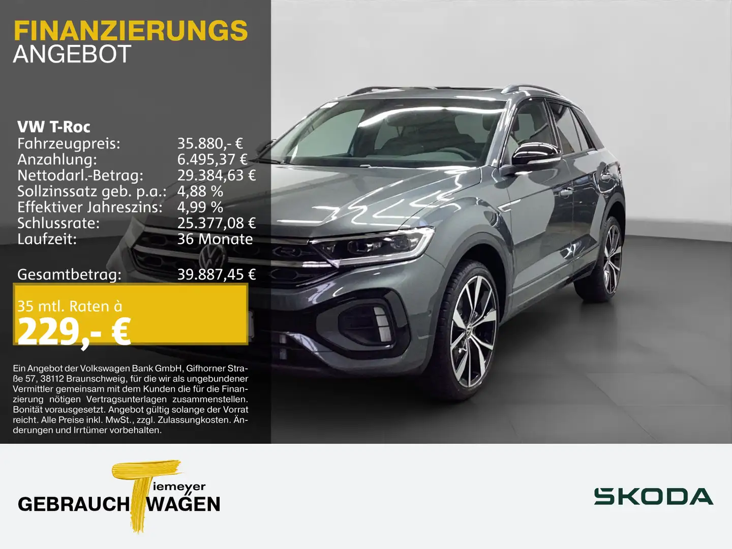 Volkswagen T-Roc 1.5 TSI DSG R-LINE LM19 PANO KAMERA SITZHZ Grau - 1