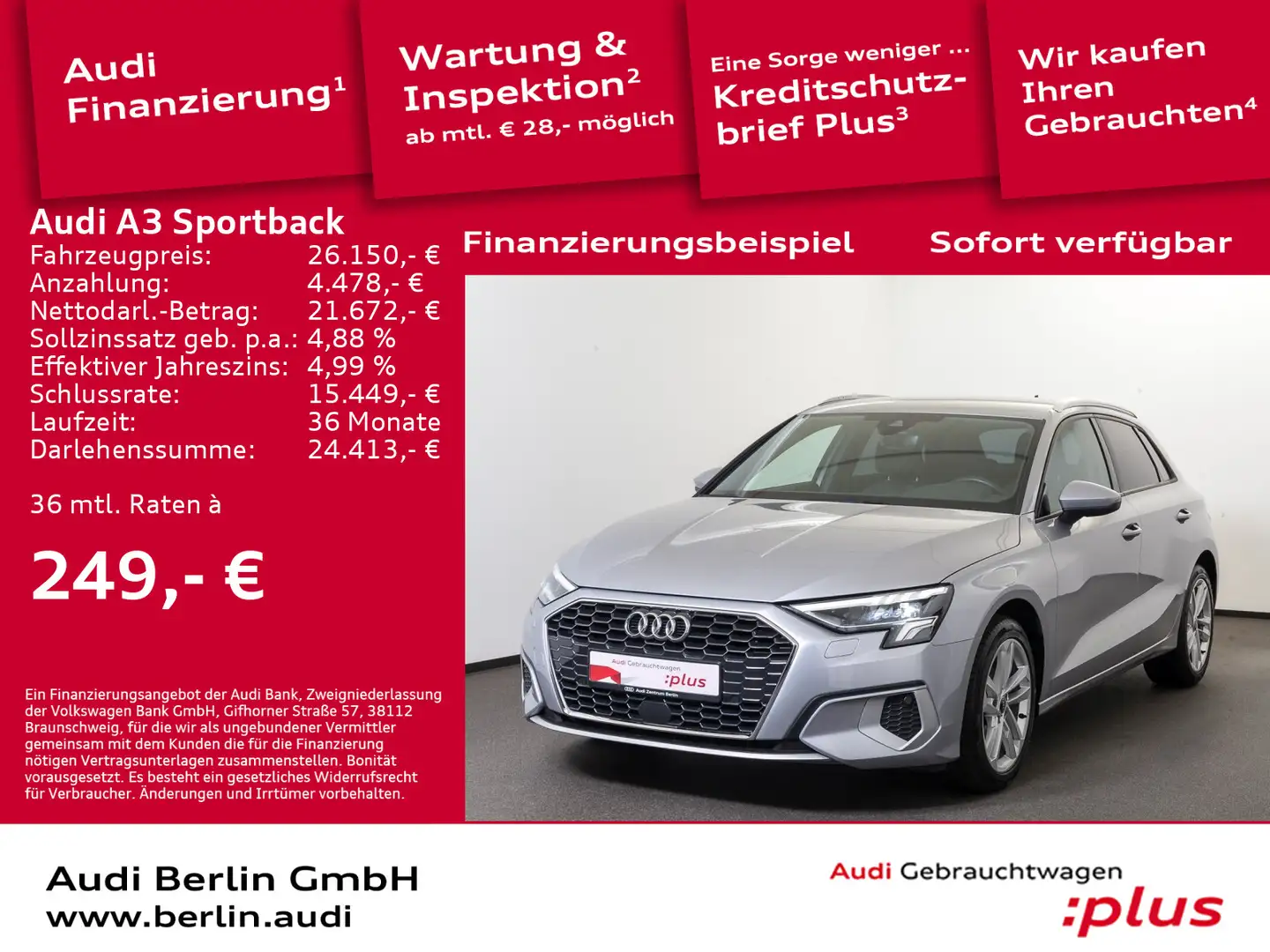 Audi A3 Advanced 35 TDI S tr. PDC AHK LED Gümüş rengi - 1