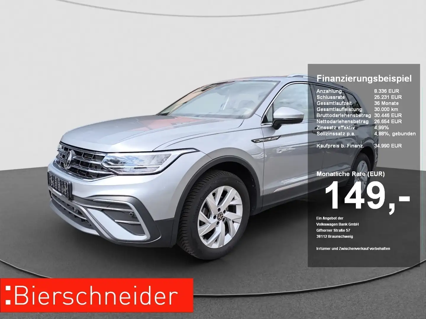 Volkswagen Tiguan Allspace 2.0 TDI DSG Life AHK NAVI 7-SITZER RFK ACC SITZH 1 Argent - 1