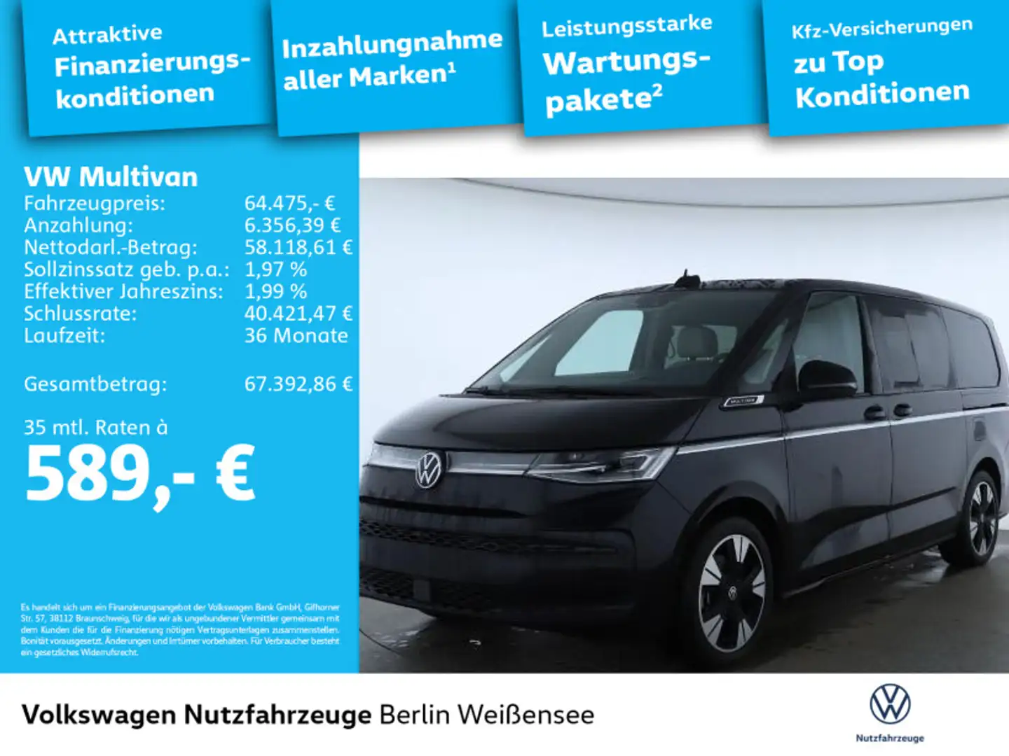 Volkswagen T7 Multivan T7 Multivan 1.5 TSI eHybrid LÜ*4M*STYLE*7SITZ*VI Schwarz - 2