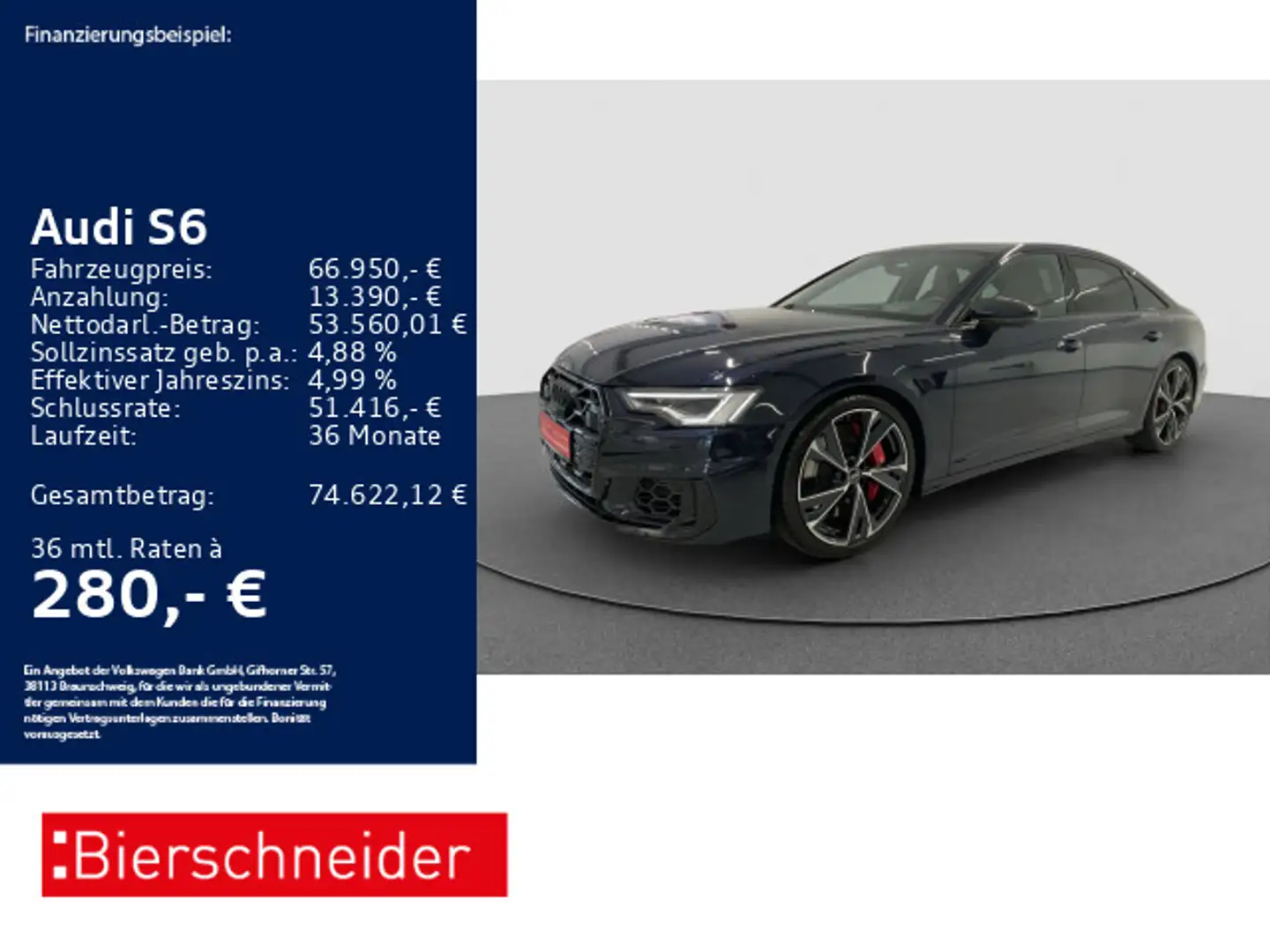 Audi S6 Lim TDI qu Black 21 B&O PANO HuD CAM Blau - 1
