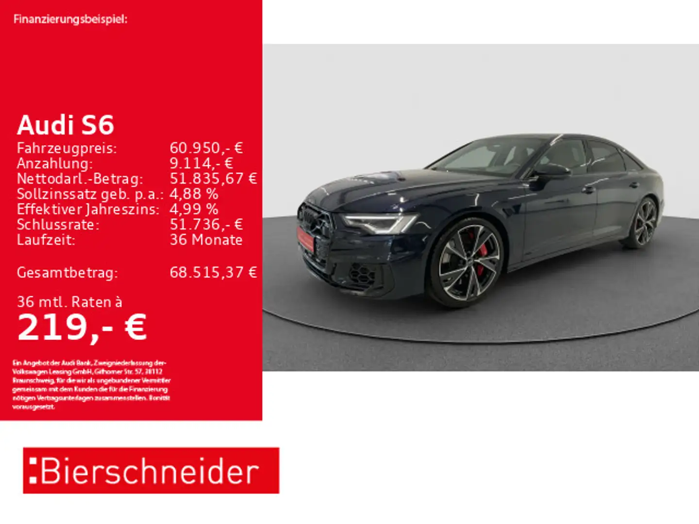 Audi S6 Lim TDI qu Black 21 B&O PANO HuD CAM Blau - 1