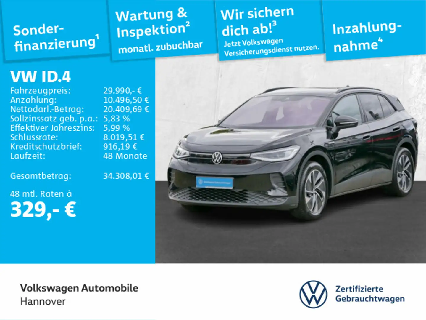 Volkswagen ID.4 Pro Performance Navi IQ.Light Kamera Pano P Schwarz - 1