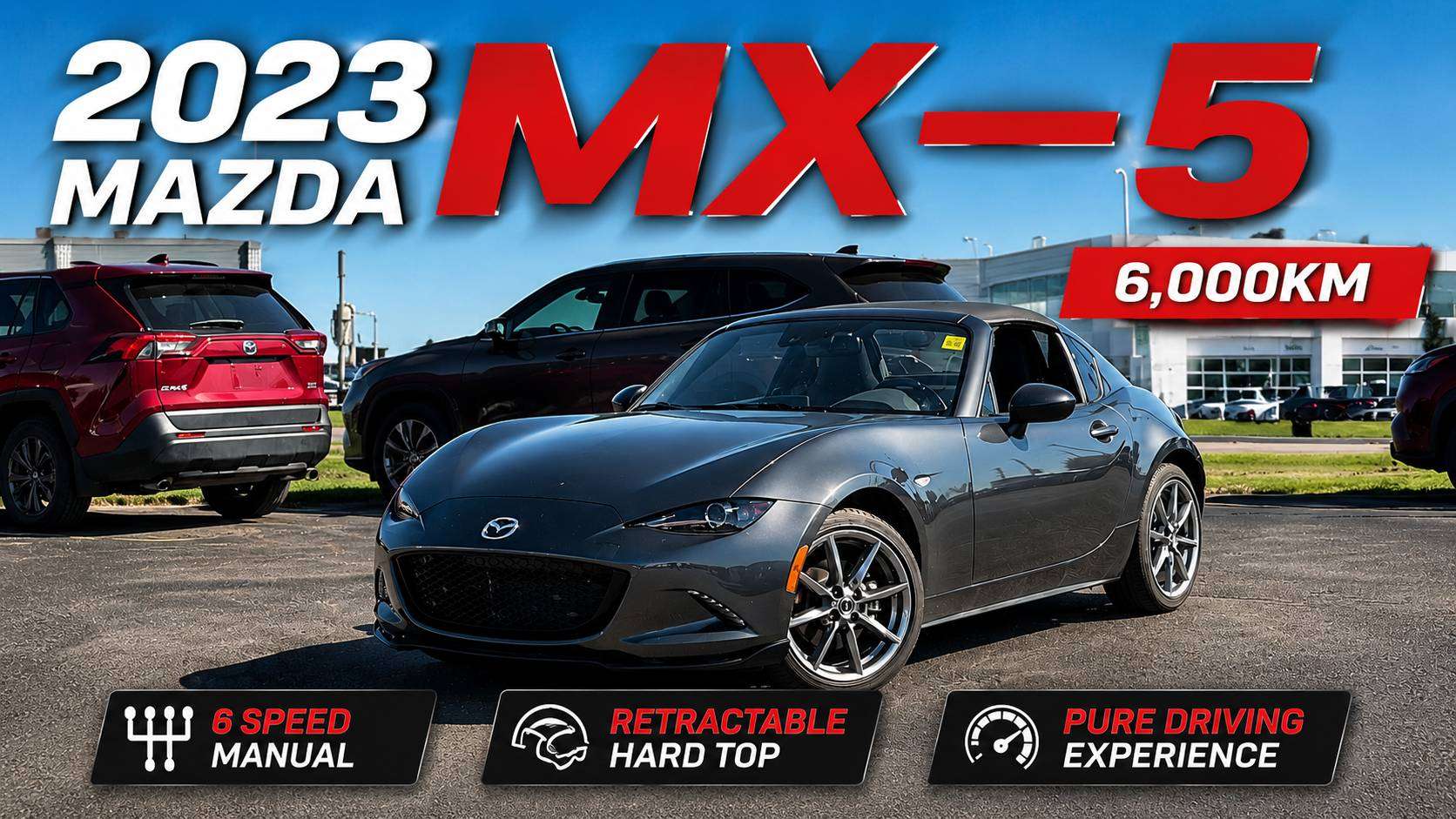 Gray 2023 Mazda MX-5 Miata Convertible Rear-Wheel Drive Manual