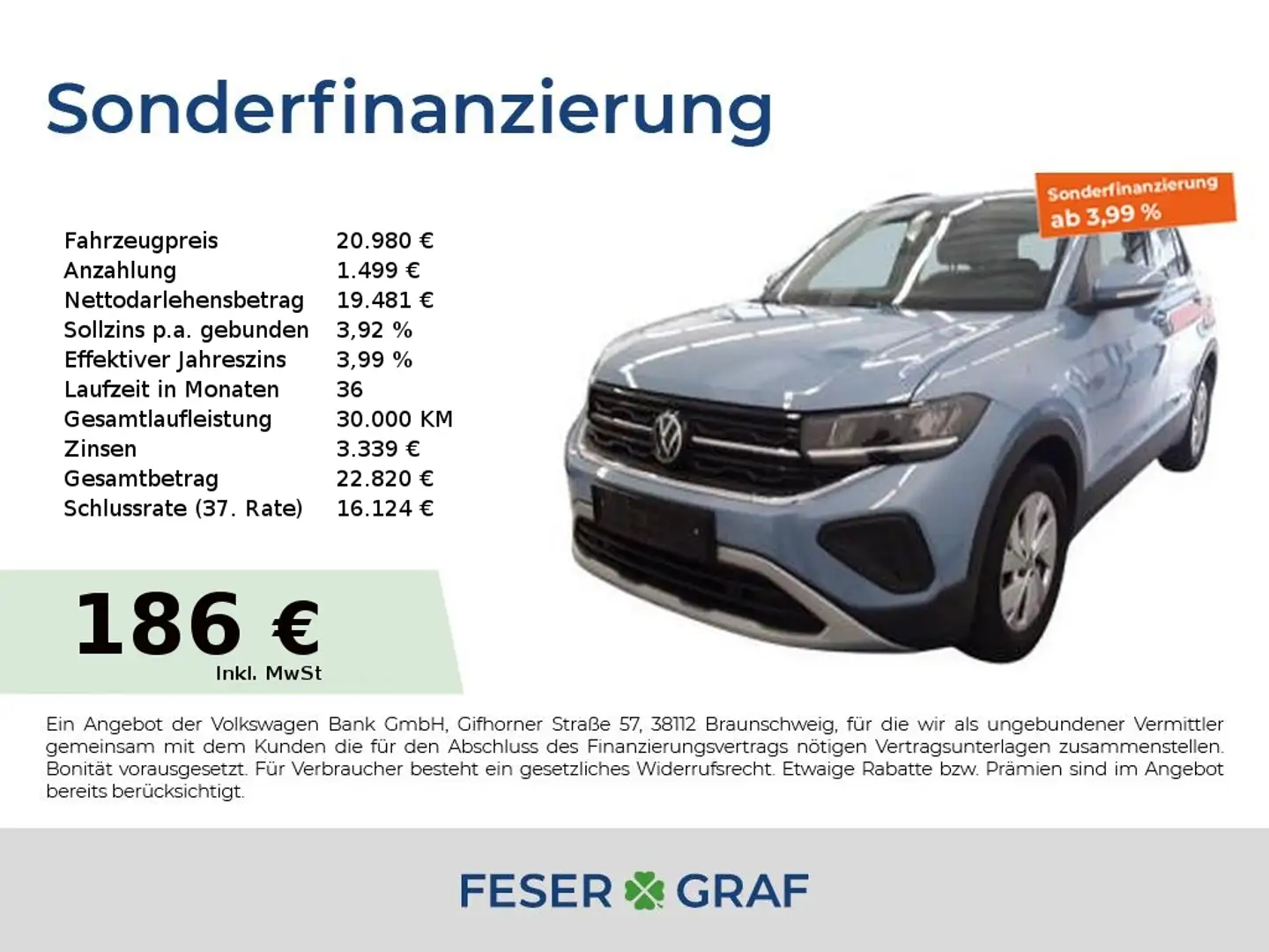Volkswagen T-Cross Life 1.0 TSI 85 kW 6-Gang ACC SHZ Navi Blauw - 1