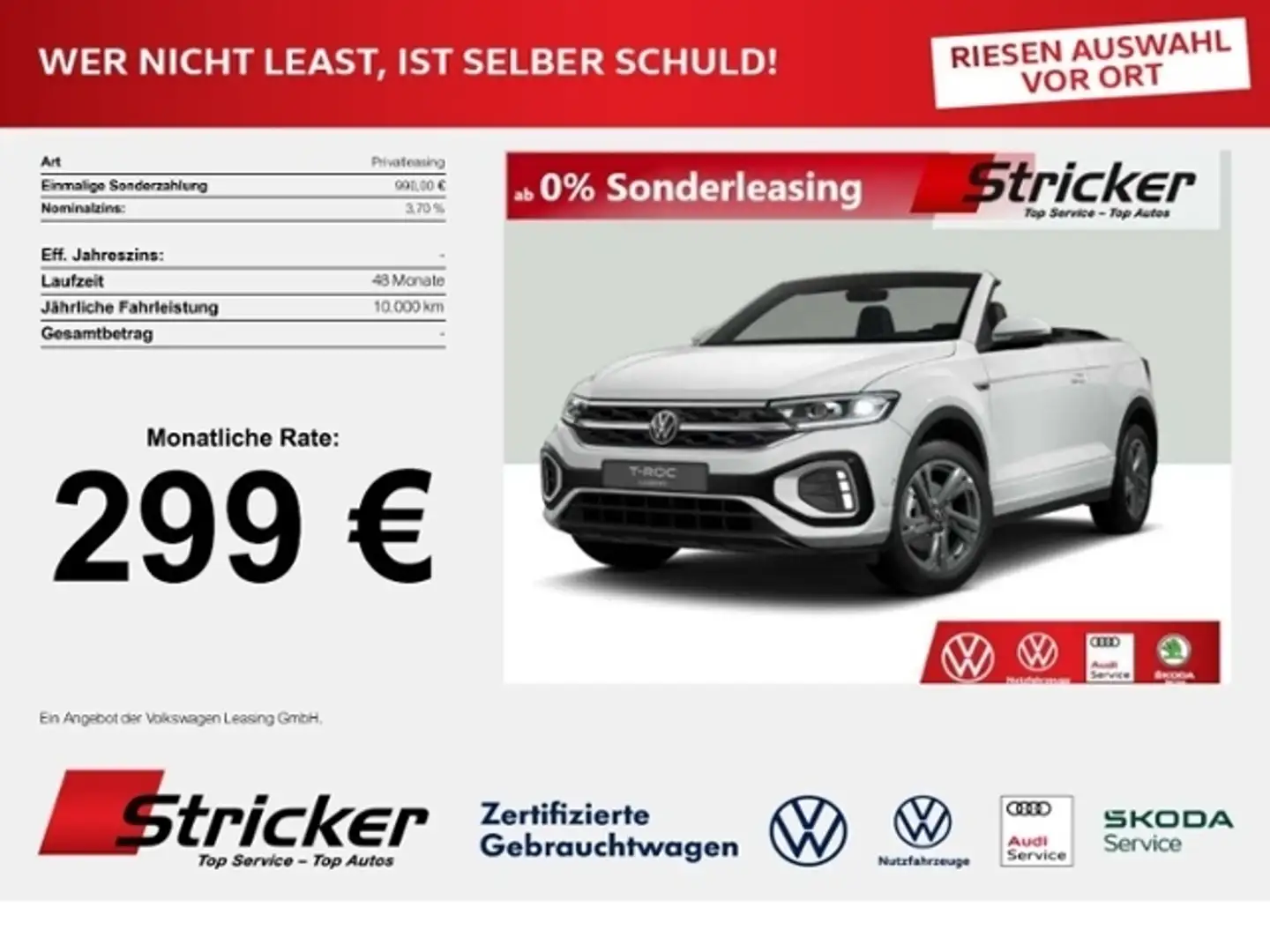 Volkswagen T-Roc Cabriolet  R-Line 1.5 TSI DSG ACC Windschott 299, Weiß - 1
