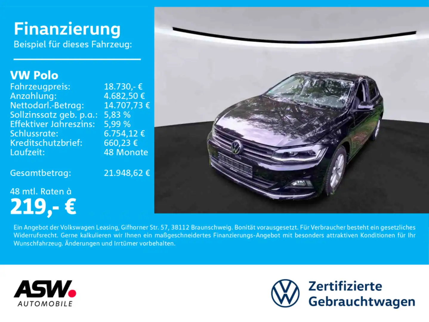 Volkswagen Polo Highline 1.0 TSI DSG LED Navi PDC SHZ Schwarz - 1
