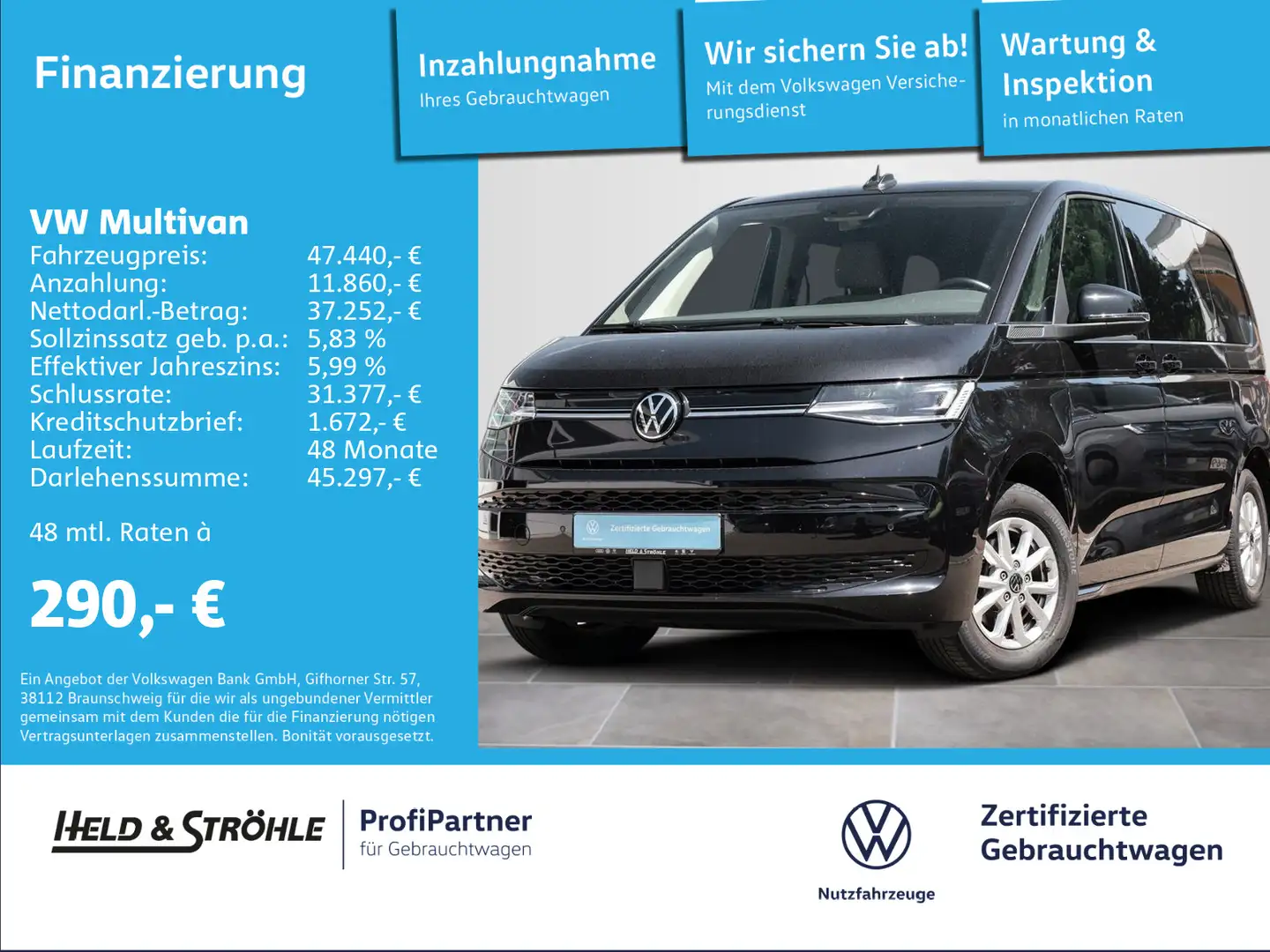 Volkswagen T7 Multivan Life 2.0 TDI DSG AHK MATRIX NAV 7SITZE Чёрный - 1