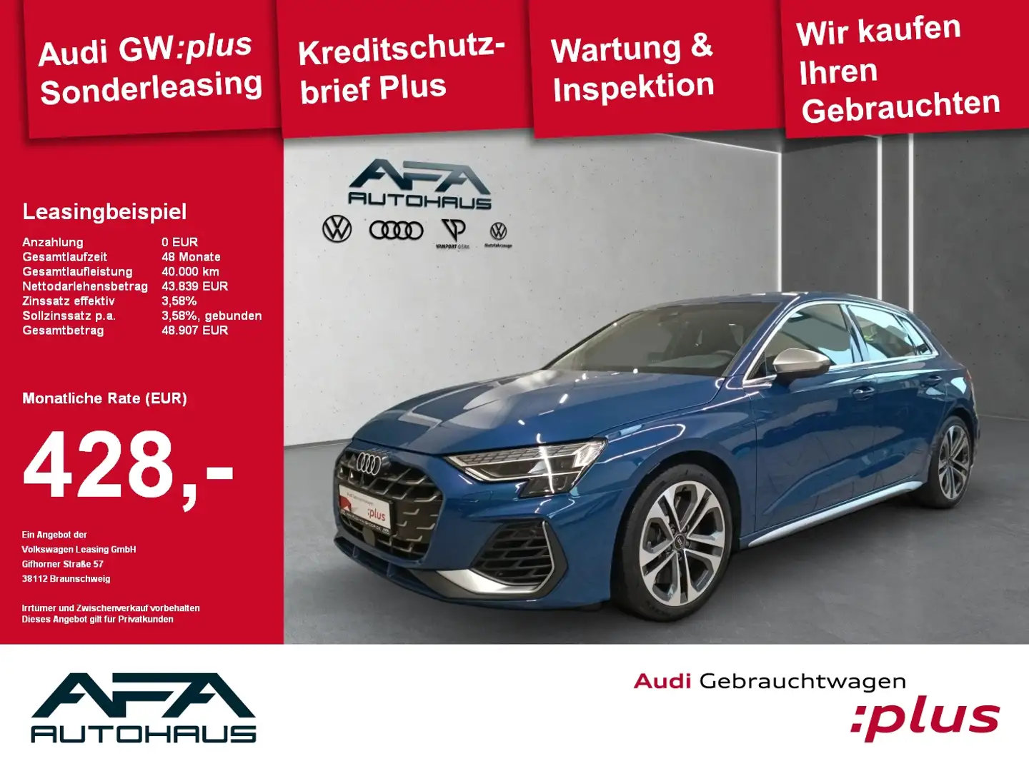 Audi S3 Sportback TFSI quattro S tronic Facelift*S-Ledersi Modrá - 1