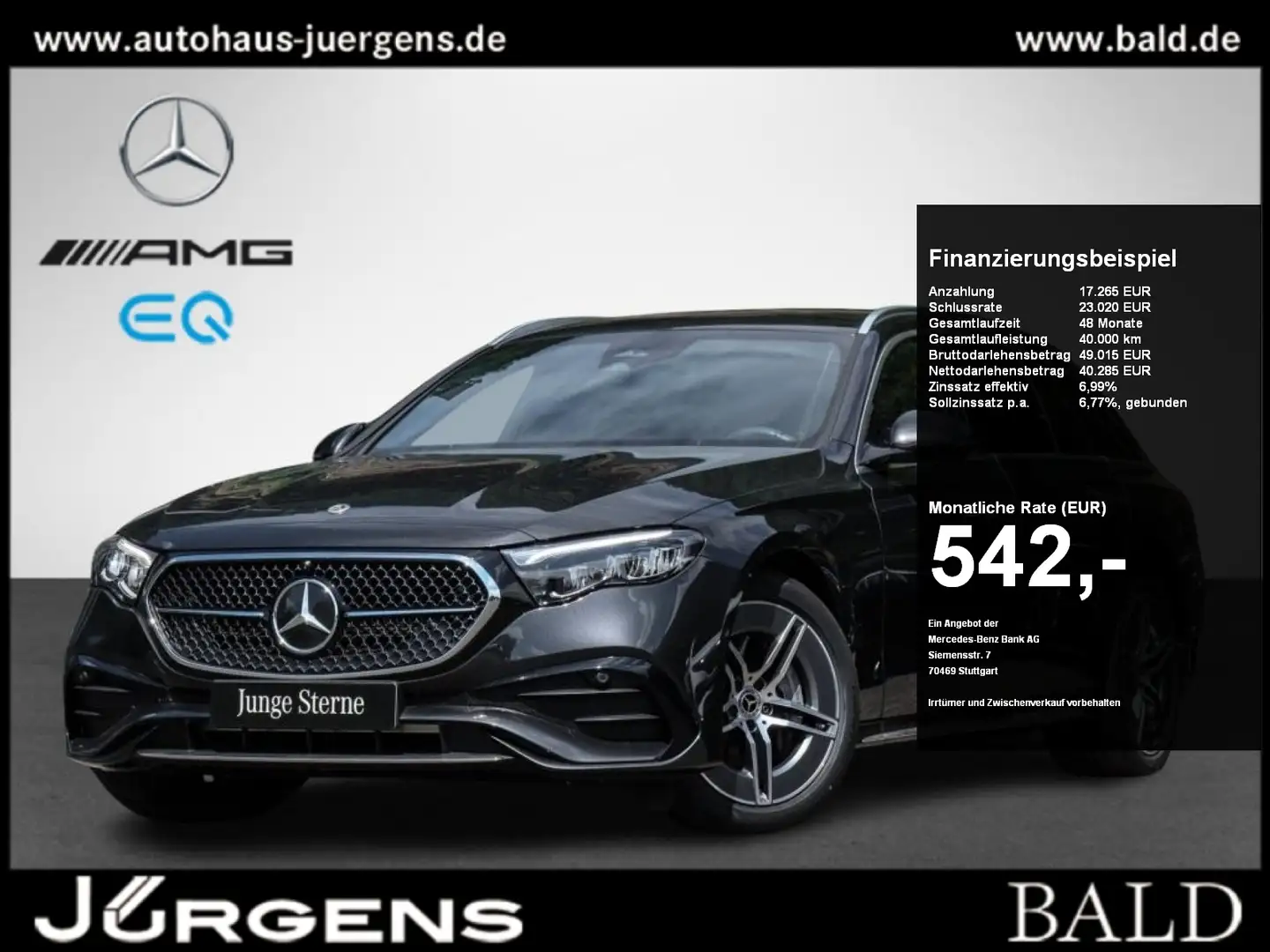 Mercedes-Benz E 300 de 4M T AMG-Sport/Leder/Burm4D/360/AHK/19" Gris - 1