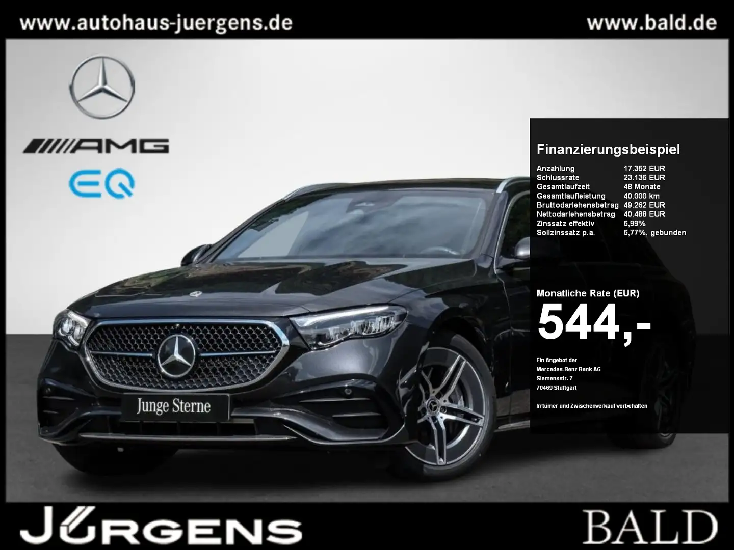 Mercedes-Benz E 300 de 4M T AMG-Sport/Leder/Burm4D/360/AHK/19" Gris - 1