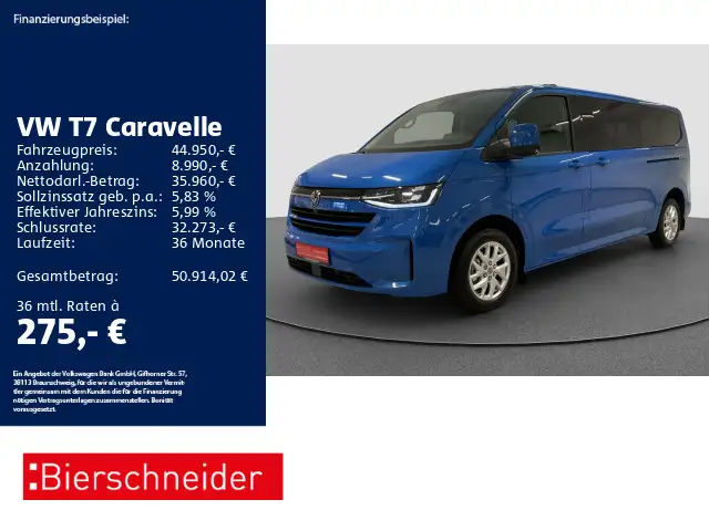 Volkswagen T7 Caravelle e Style LR 8SITZE AHK MATRIX ACC