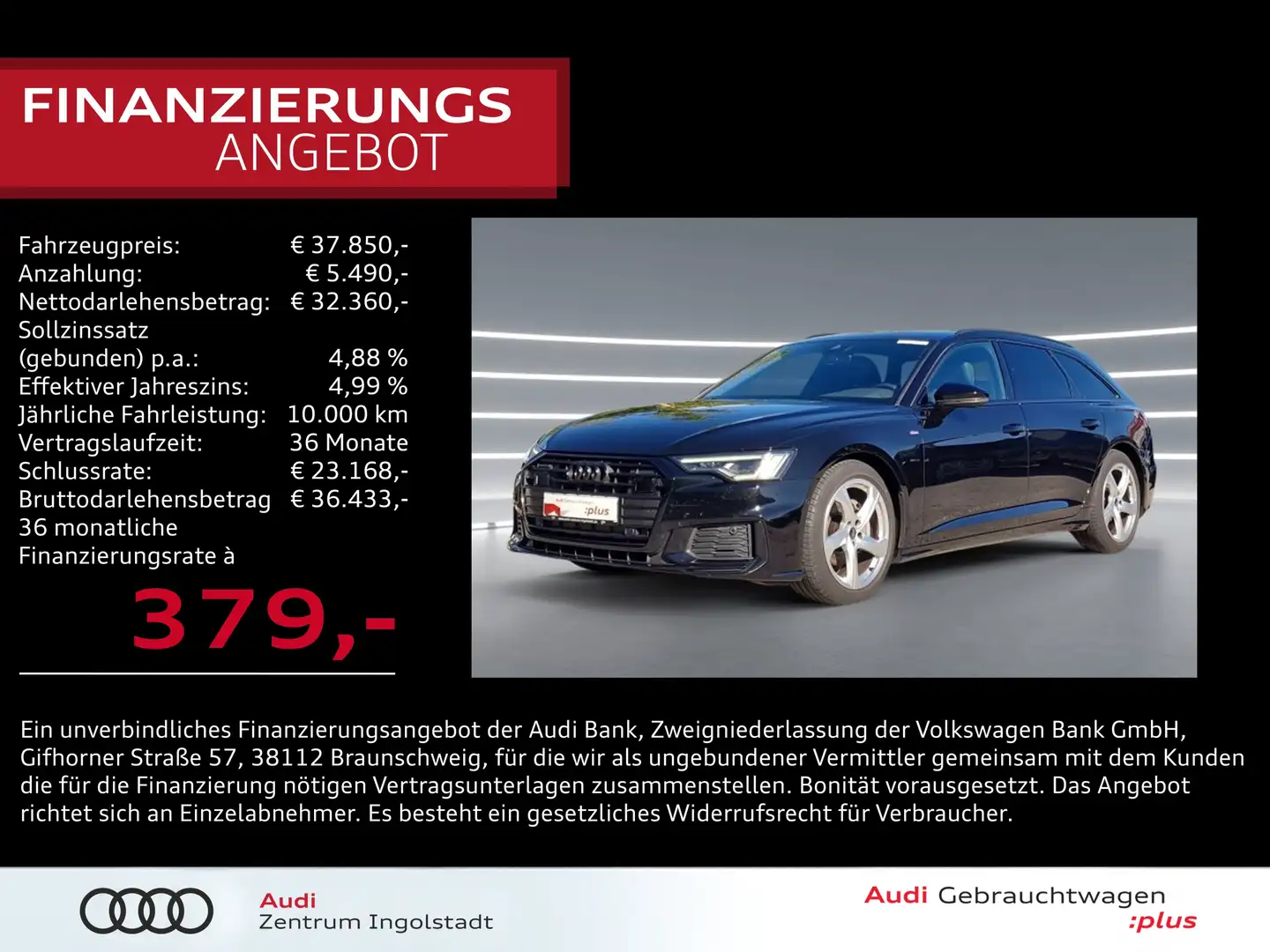 Audi A6 Avant 40 TDI qu 2x S line MATRIX ACC 19" Kam. Spor Schwarz - 1