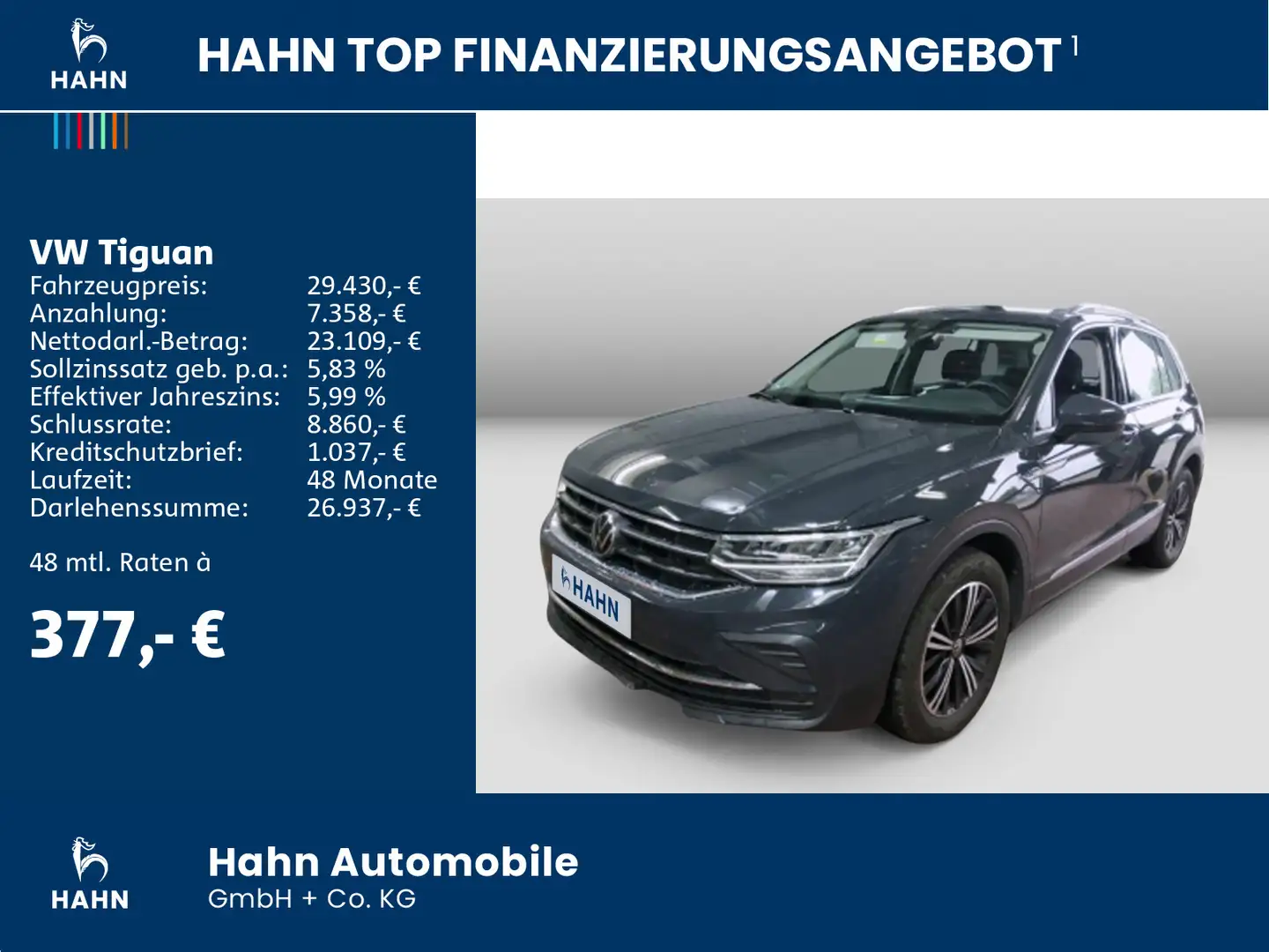 Volkswagen Tiguan 2.0TDI DSG 4Mo Life AHK LED Navi Sitzheiz Grau - 2