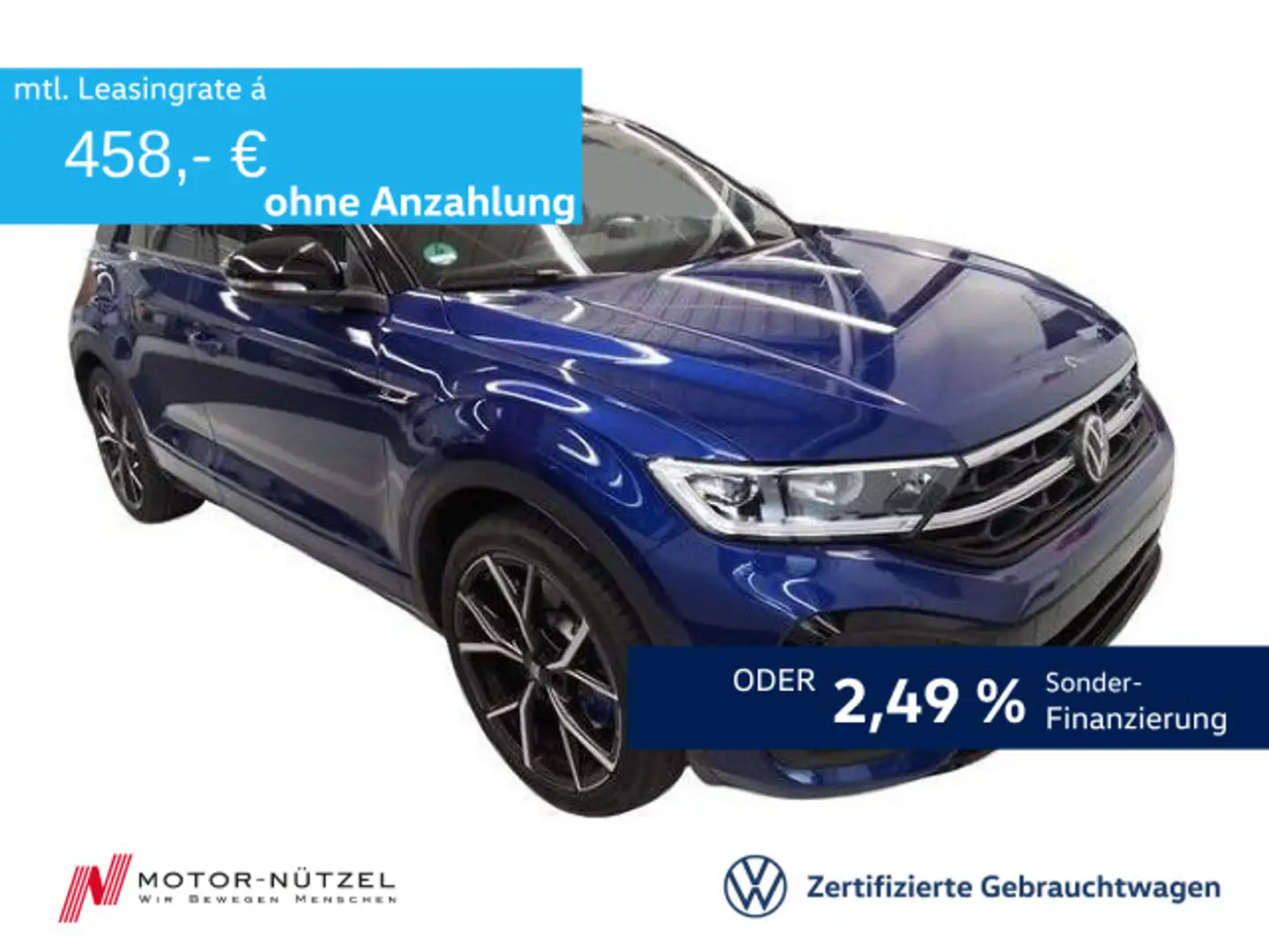 Volkswagen T-Roc R 2.0 TSI 4M 5JG+LEDER+MATRIX+NAV+AHK+PANO Blau - 1