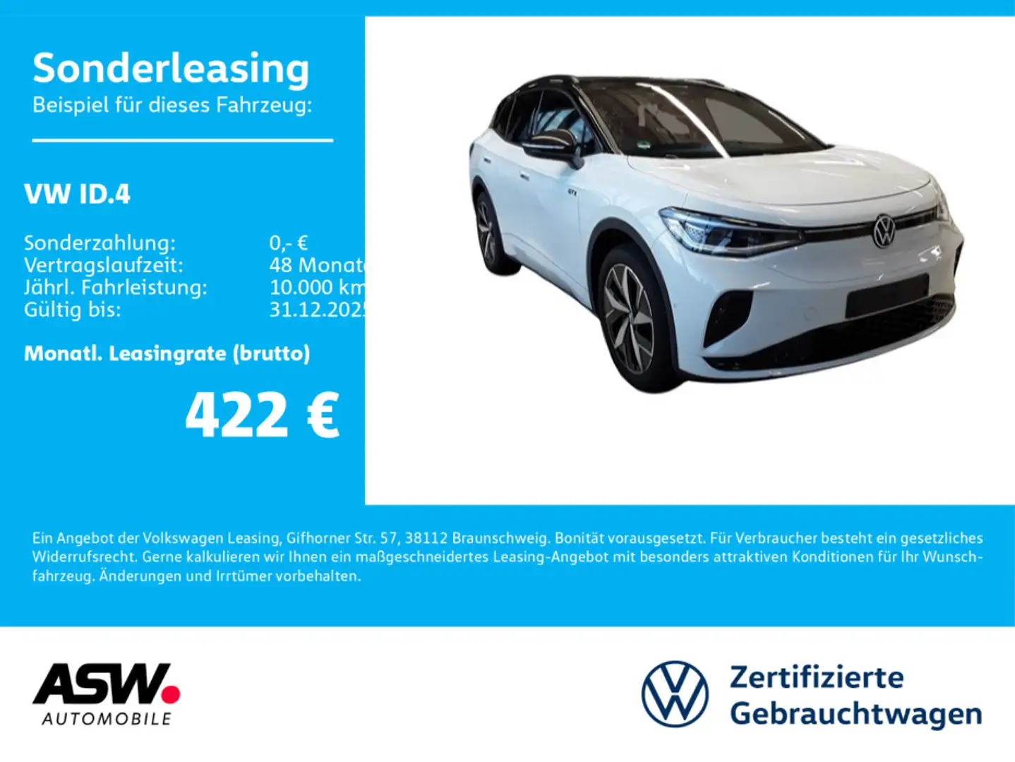 Volkswagen ID.4 GTX 4Motion Navi LED Wärmepumpe AHK RFK ACC Weiß - 1