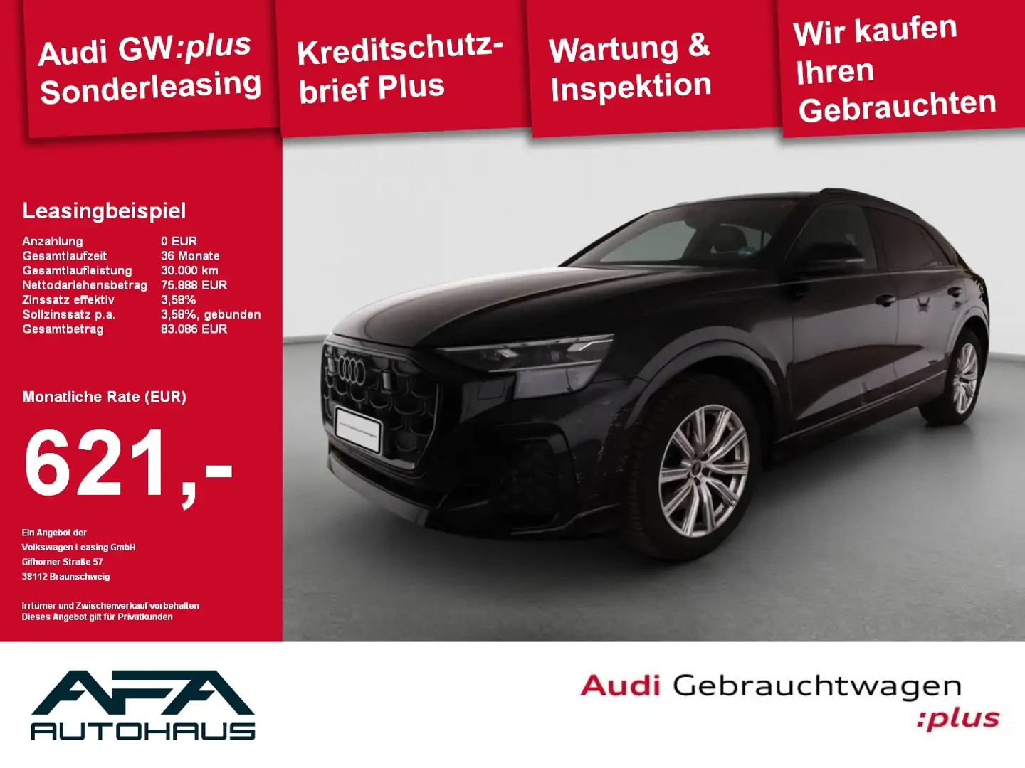 Audi Q8 50 TDI qu. tiprtr. S-Line*Pano*AHK*Luft*22'' Schwarz - 1