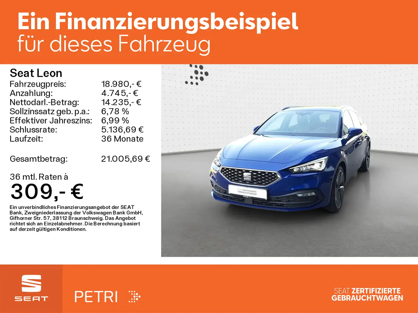 SEAT Leon Sportstourer *KAM*PANO*LED*NAV*SHZ* Bleu - 2