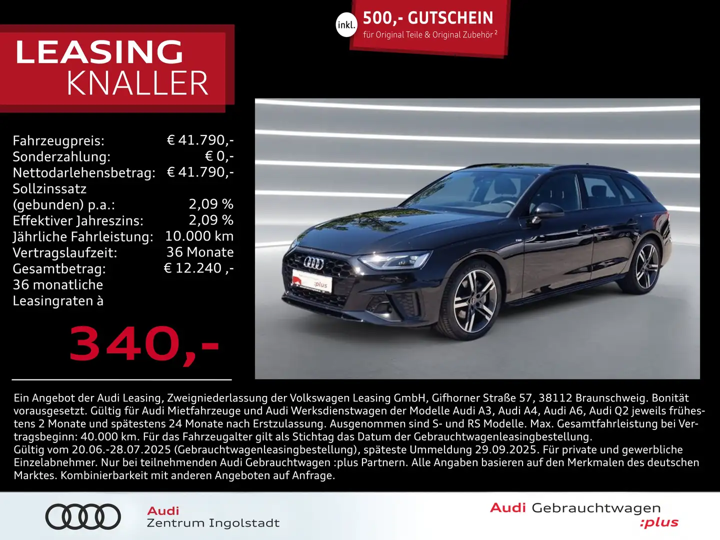 Audi A4 Avant 40 TDI qu S line NAVI ACC virtual+ 18" Noir - 1
