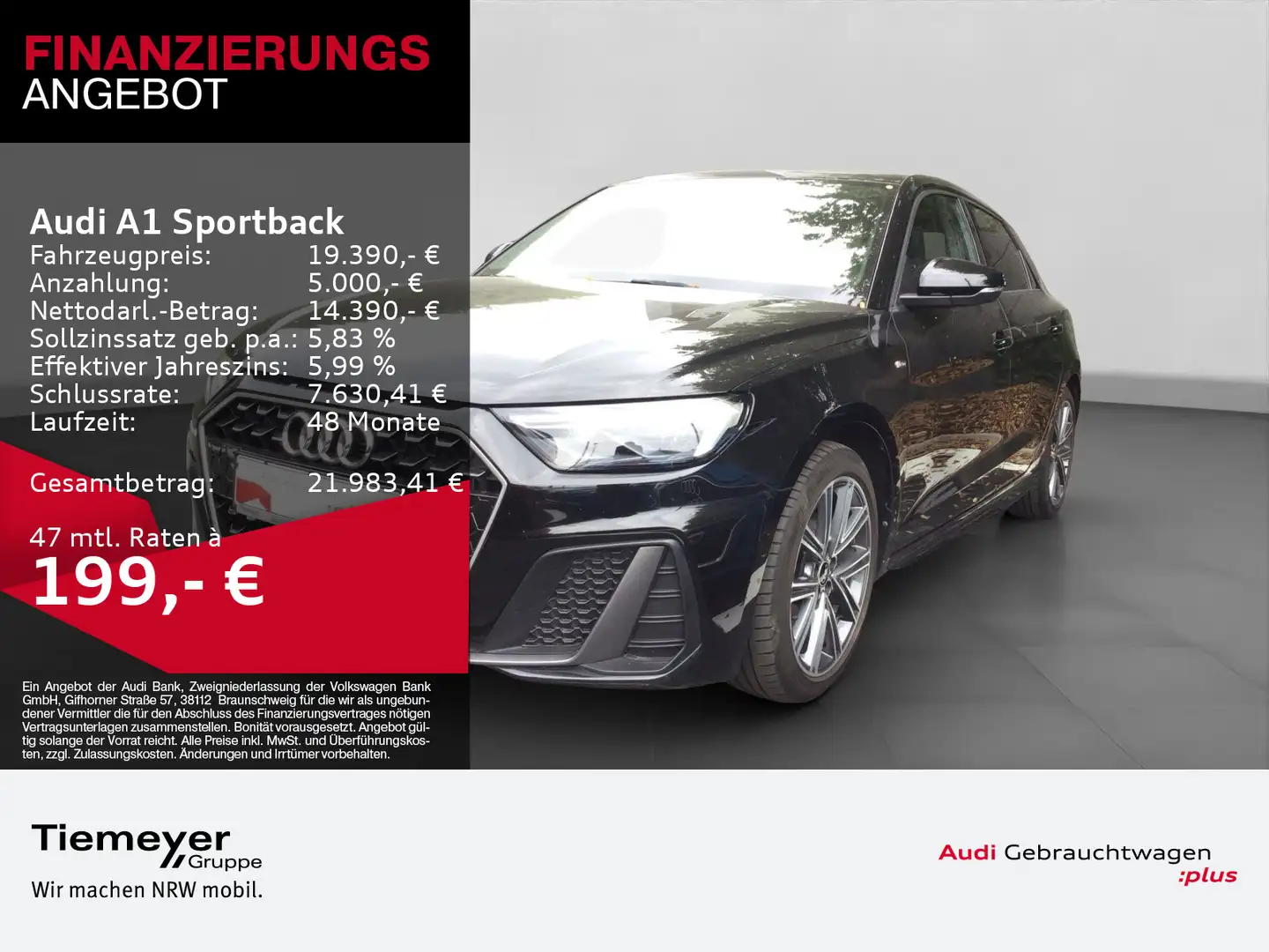 Audi A1 30 TFSI 2x S LINE LM17 LED NAVI+ PR Schwarz - 1